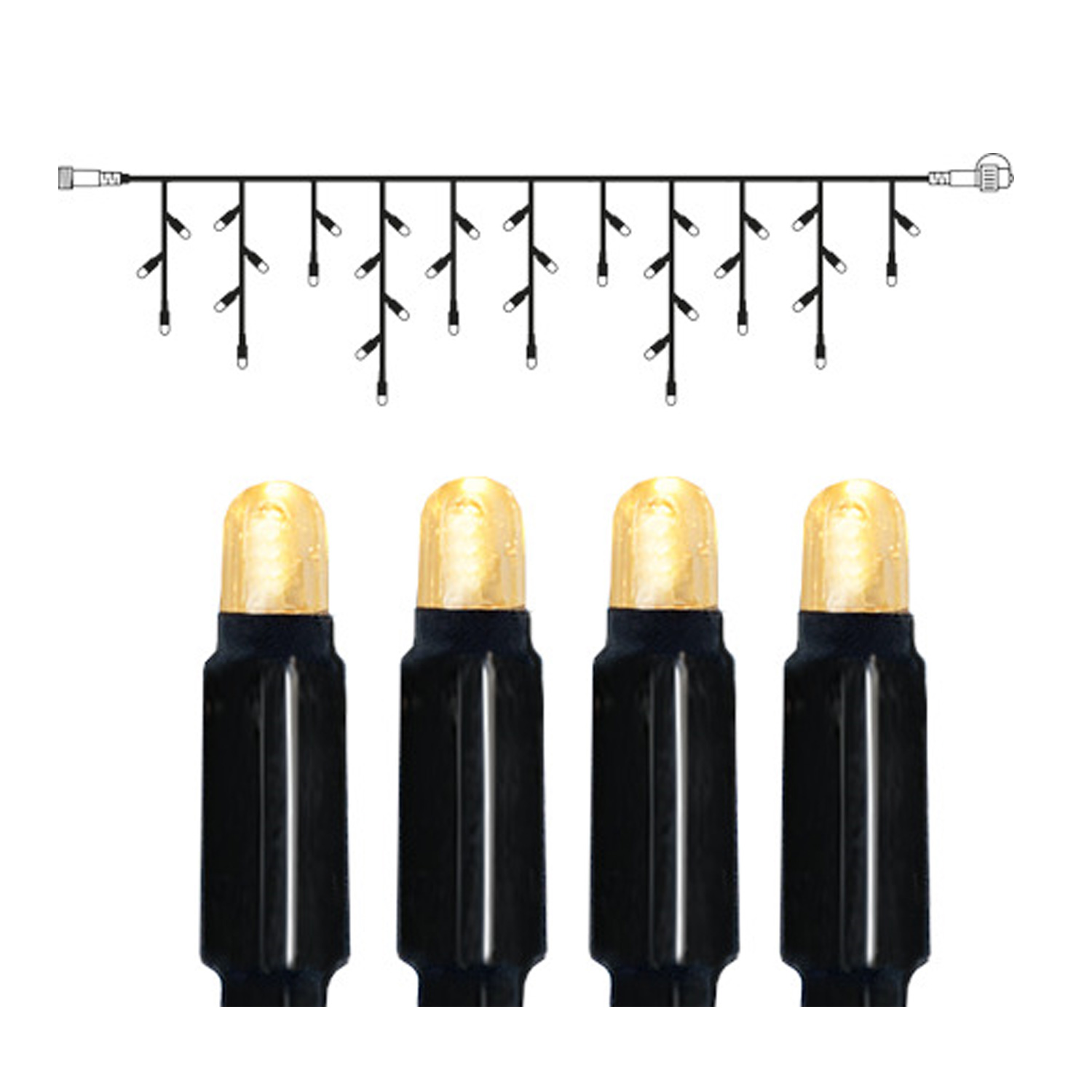 SYSTEM 24 KOMPLETT SET 15m - LED Lichtervorhang Eisregen 15x0,7m - Icicle für Dachrinne, Terrasse