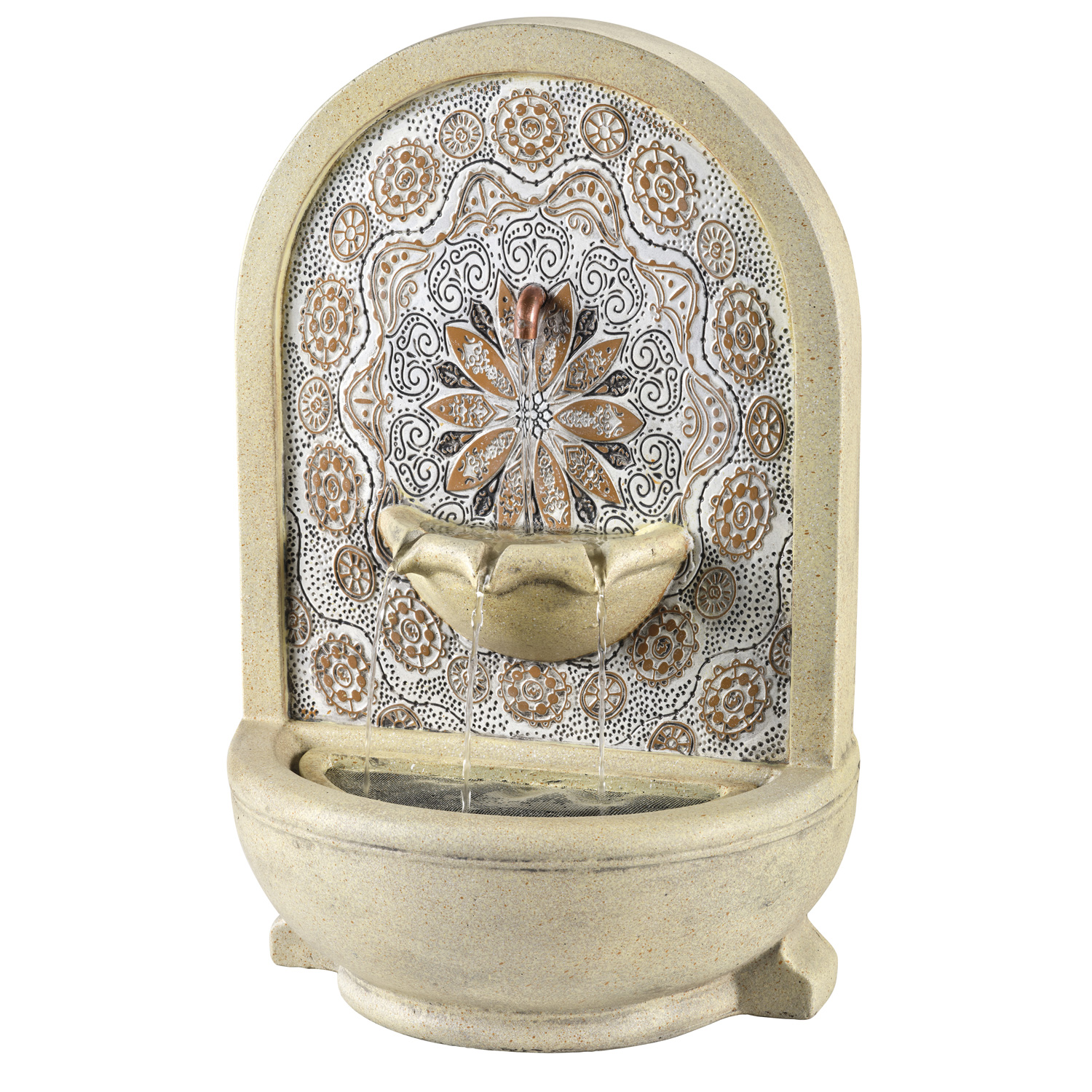 Brunnen - Wand u. Standbrunnen - rund - GRC Beton - H: 54cm - Außentrafo - natur Brunnen - Wand u. Standbrunnen - rund - GRC Beton - H: 54cm - Außentrafo - natur