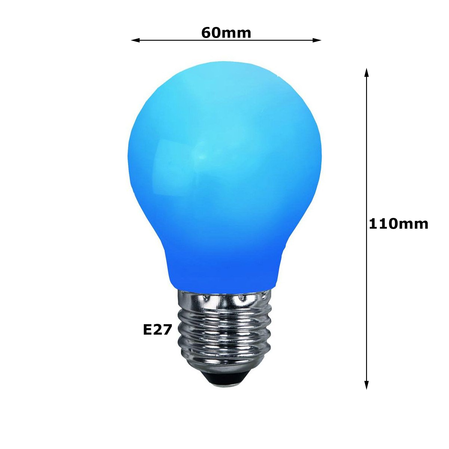 LED Leuchtmittel Tropfenlampe A60 Polycarbonat Blau 2W