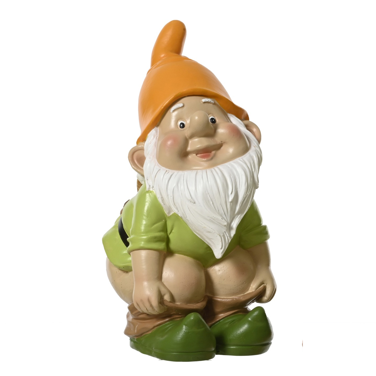 Gartenzwerg Hose Runter mit Vögelchen - Frecher Zwerg mit nacktem Po  - Polyresin - H: 27cm