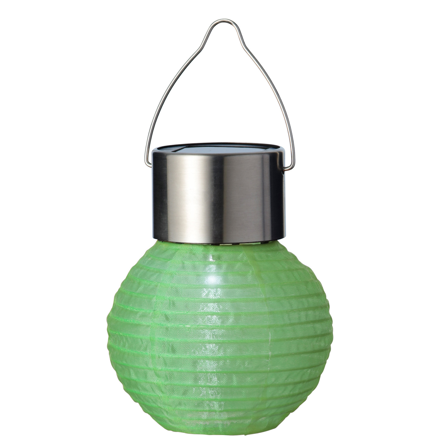 LED Solar Mini Lampion - kaltweiße LED - H: 9,5cm - D: 7cm - Lichtsensor - grün