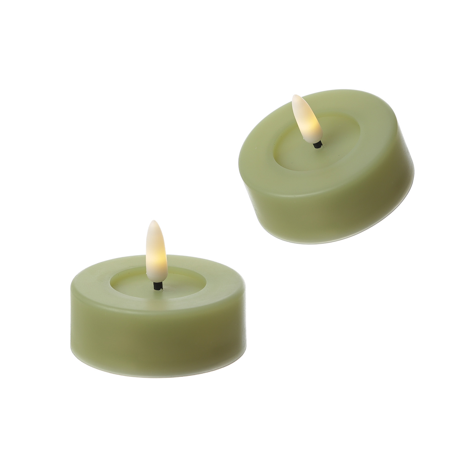 LED Maxi Teelichter - XL Outdoor Teelichter  - D: 6,5cm - Timer - Batteriebetrieb - grün - 2er Set LED Maxi Teelichter - XL Outdoor Teelichter  - D: 6,5cm - Timer - Batteriebetrieb - grün - 2er Set