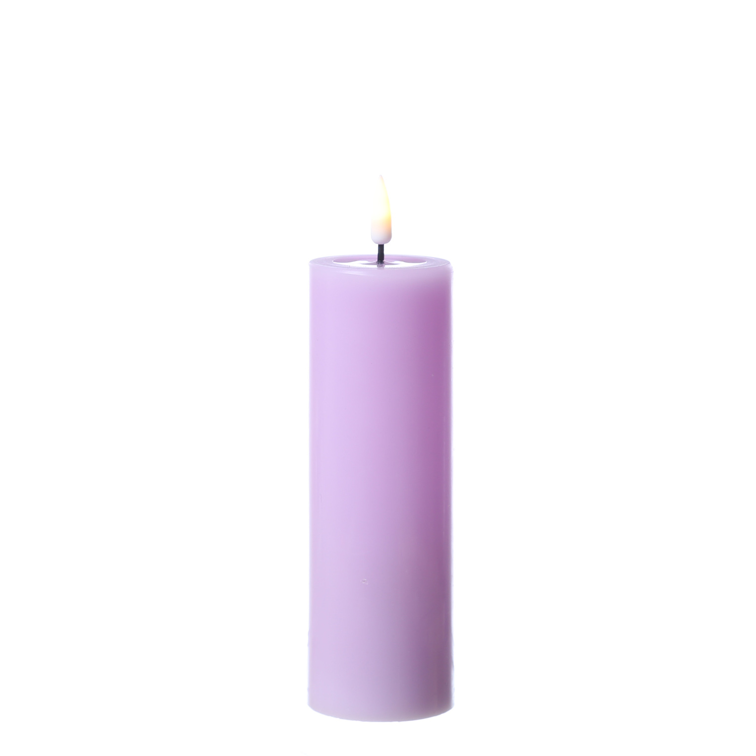 LED Stumpenkerze MIA - Echtwachs - realistische 3D Flamme - H: 15cm - D: 5cm - lavendel LED Stumpenkerze MIA - Echtwachs - realistische 3D Flamme - H: 15cm - D: 5cm - lavendel