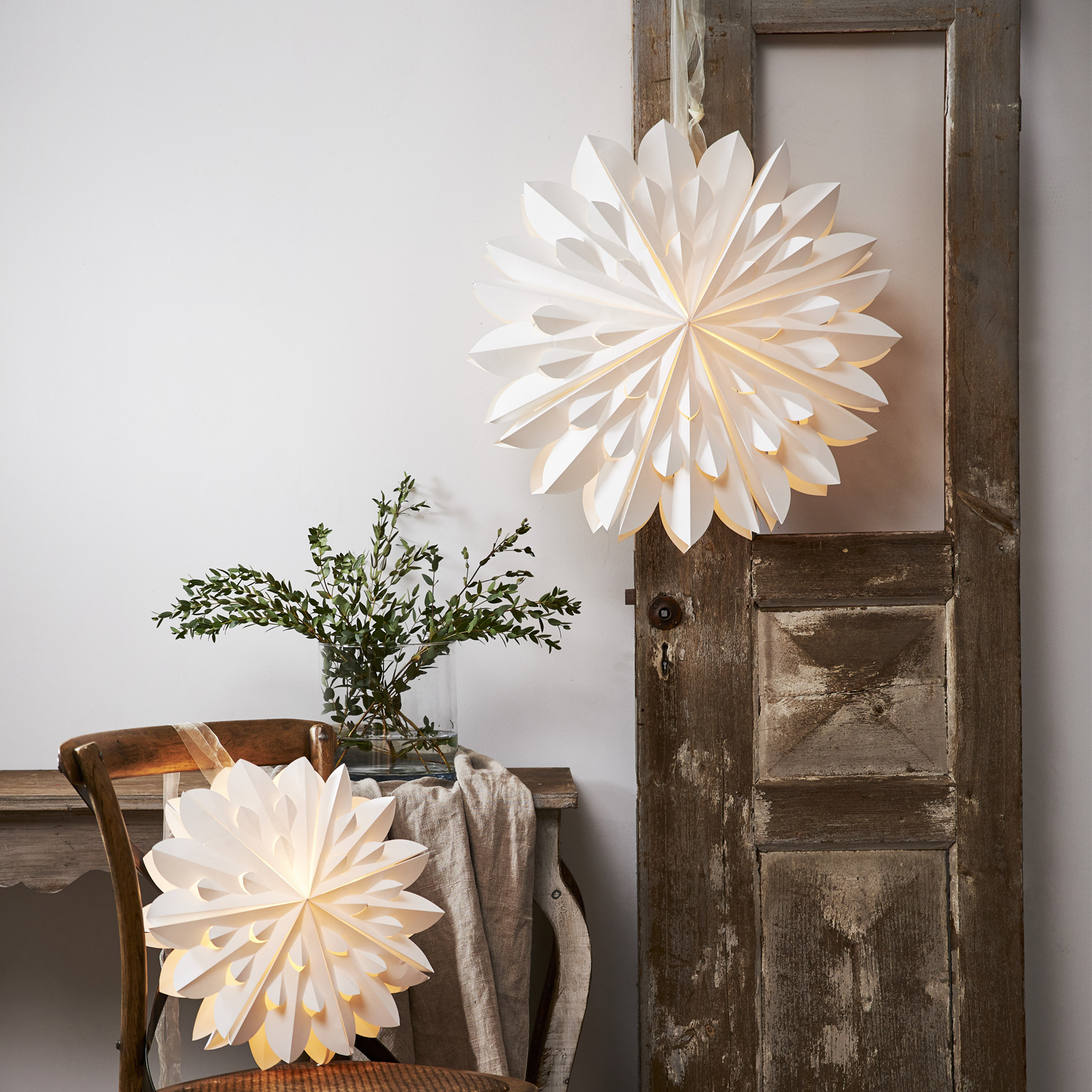 Papierstern Clipp - hängend - D: 40cm - mit Band - Papier - weiß Papierstern Clipp - hängend - D: 40cm - mit Band - Papier - weiß