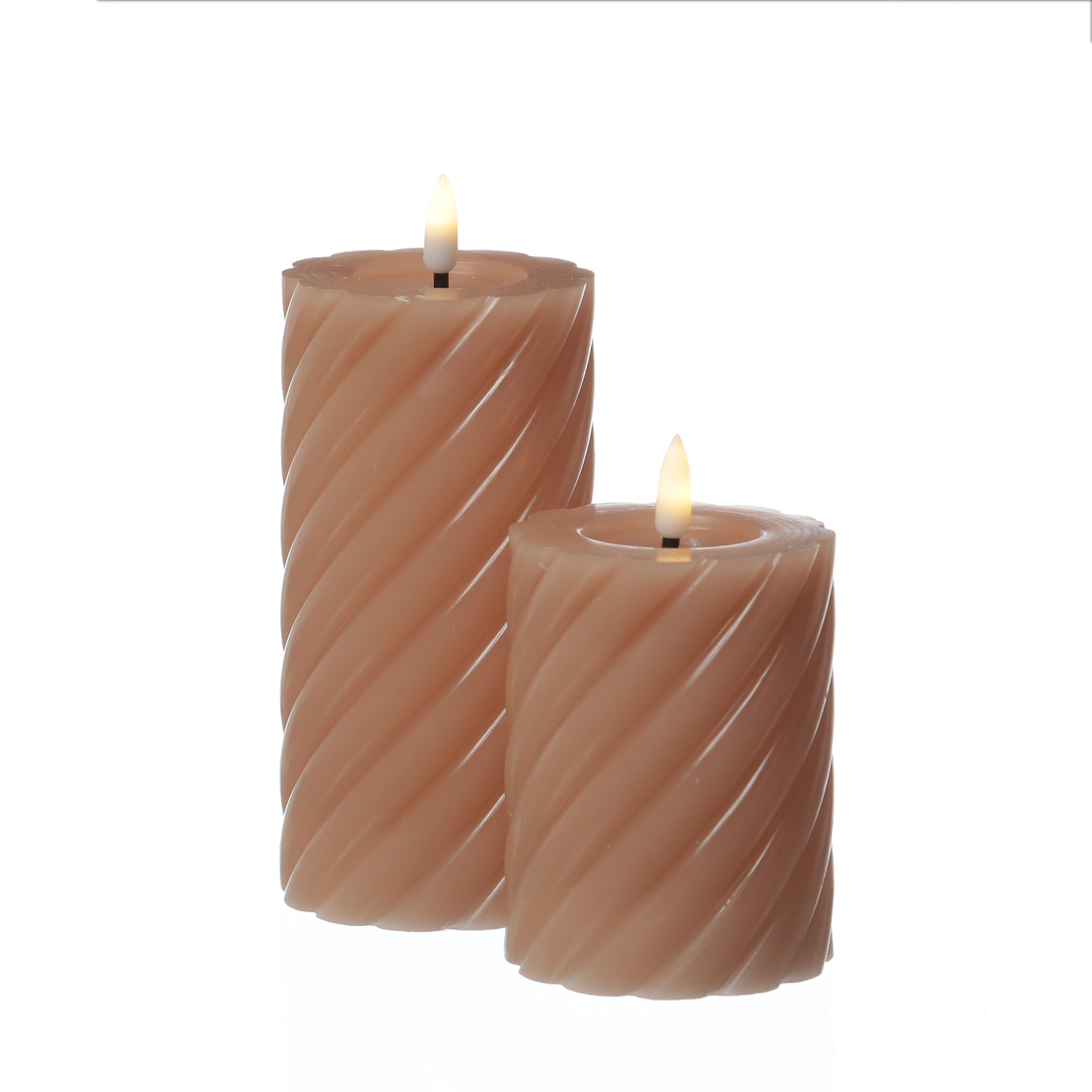 LED Stumpenkerze TWIST - Echtwachs - warmweiße 3D Flamme - H: 17,5cm - Batterie - Timer - altrosa LED Stumpenkerze TWIST - Echtwachs - warmweiße 3D Flamme - H: 17,5cm - Batterie - Timer - altrosa