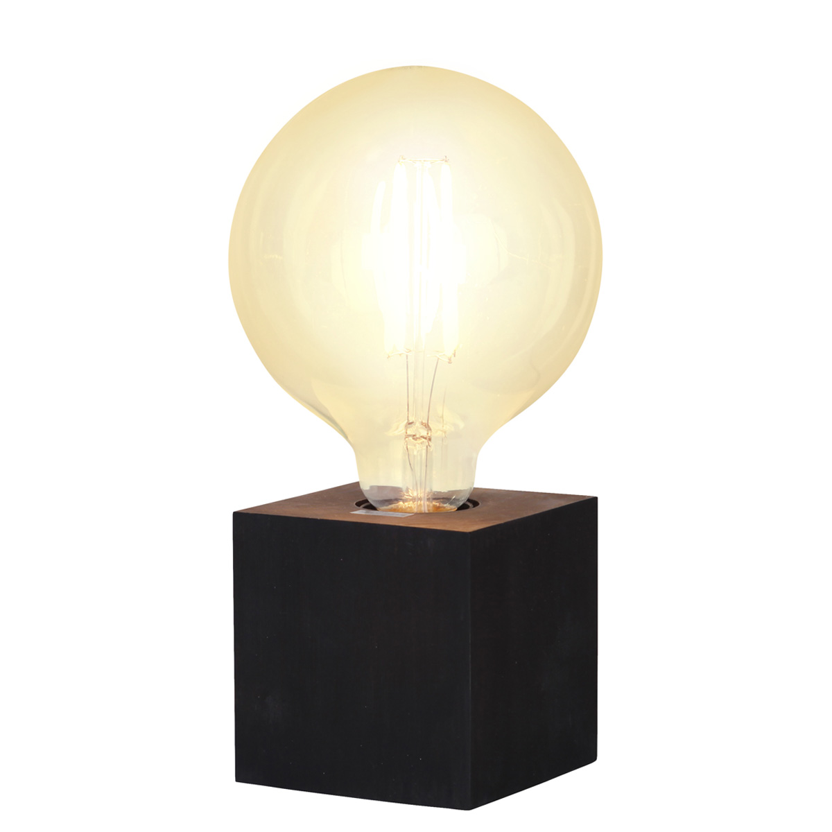 Lampenhalterung KUB - Tischleuchte - E27 - H: 9cm - stehend - Kabel mit Schalter - Holz - schwarz Lampenhalterung KUB - Tischleuchte - E27 - H: 9cm - stehend - Kabel mit Schalter - Holz - schwarz