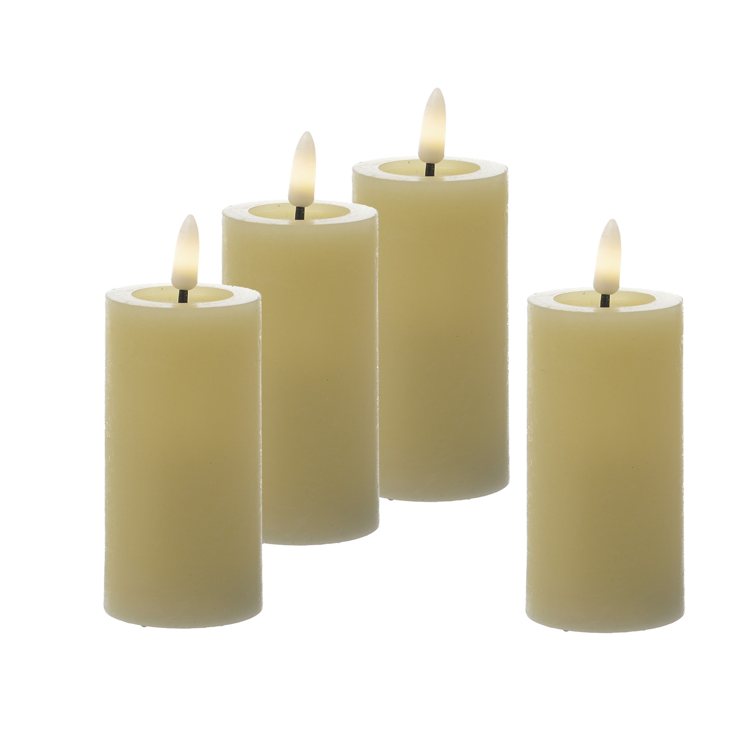 LED Kerzenset LINA - Rustik-Optik - Echtwachs - H: 12,5cm - D: 5cm - Timer - creme - 4er Set LED Kerzenset LINA - Rustik-Optik - Echtwachs - H: 12,5cm - D: 5cm - Timer - creme - 4er Set