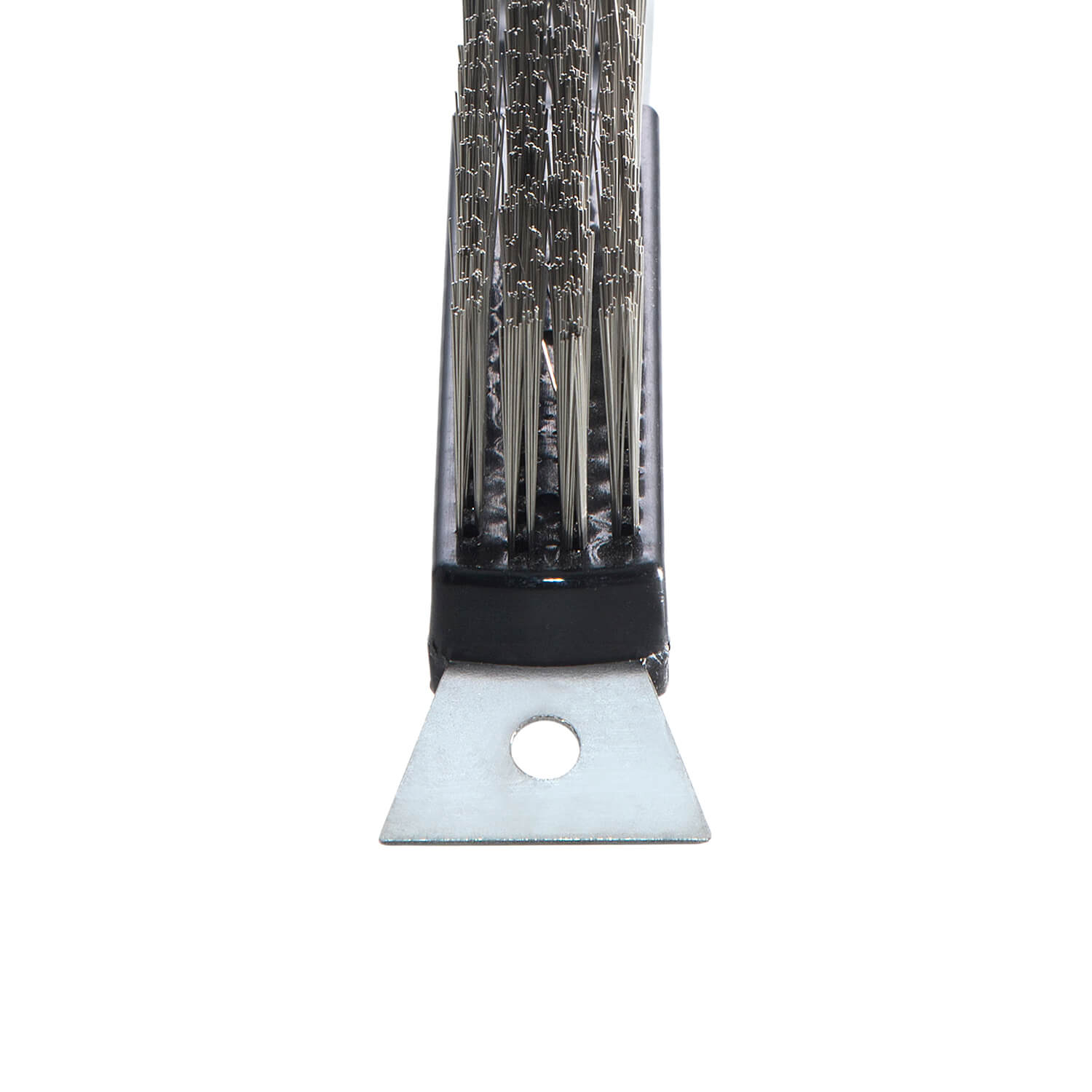 Reinigungsbürste für Grillplatten aus Gusseisen - L: 29cm - Edelstahlbürstenkopf - inkl. Schaber
