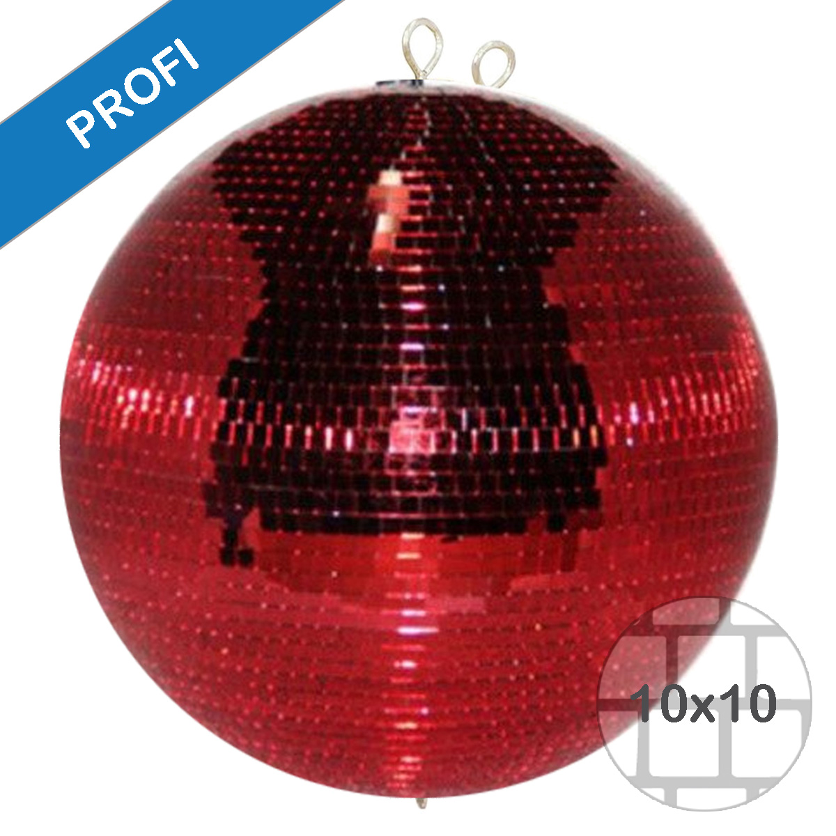 Spiegelkugel 75cm - rot - Diskokugel Echtglas - 10x10mm Spiegel - PROFI Serie