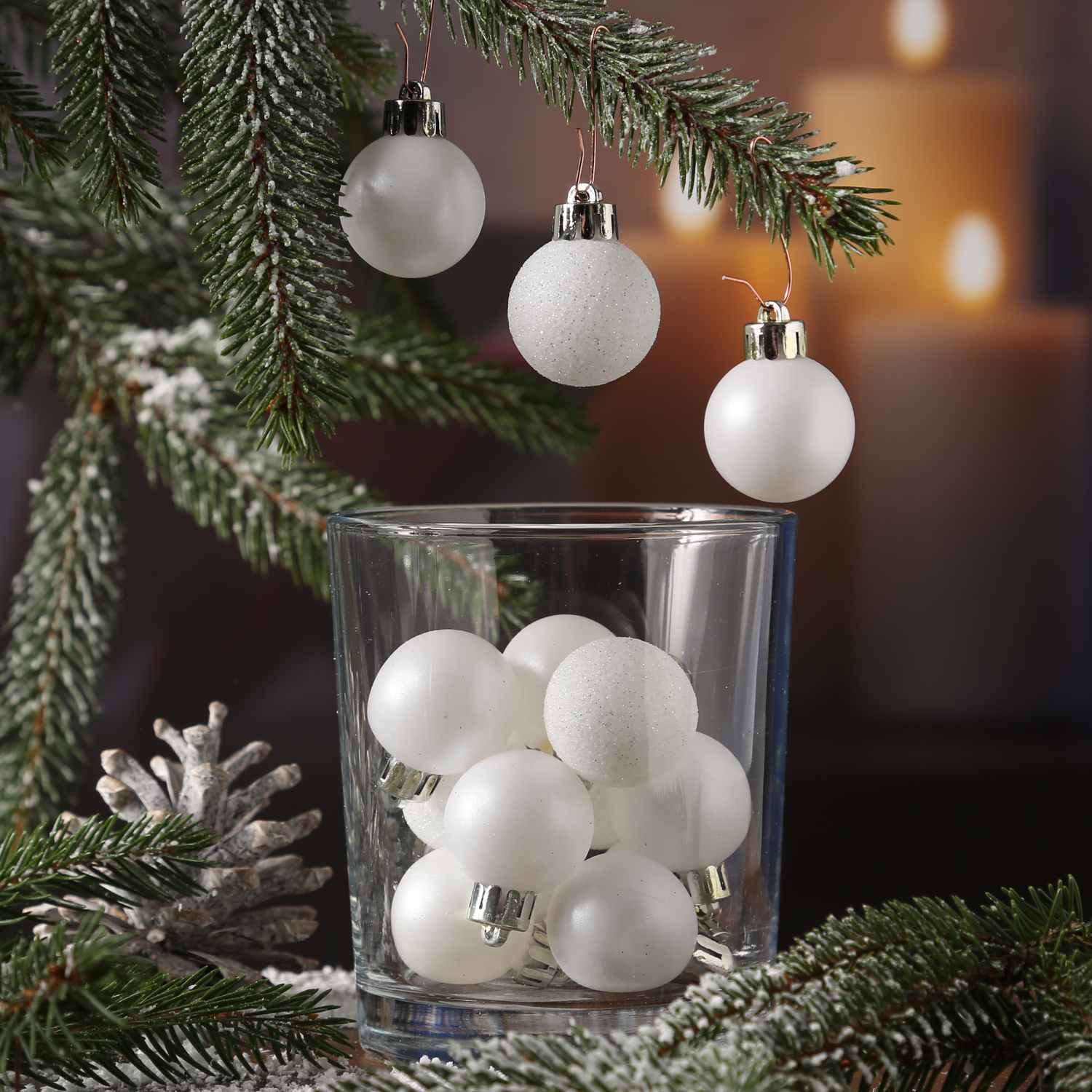 Christbaumkugel - Weihnachtskugel  - bruchfest - D: 3cm - glänzend matt glitzernd - weiß - 14er Set Christbaumkugel - Weihnachtskugel  - bruchfest - D: 3cm - glänzend matt glitzernd - weiß - 14er Set