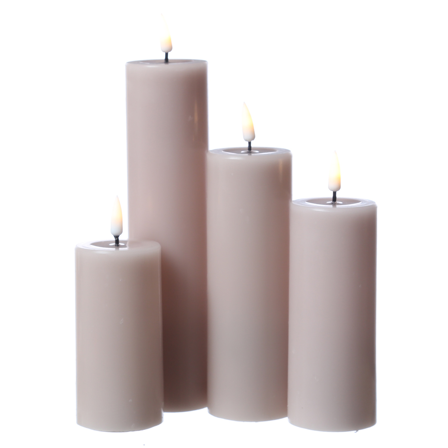 LED Stumpenkerze MIA - Echtwachs - realistische 3D Flamme - H: 10cm - D: 5cm - altrosa
