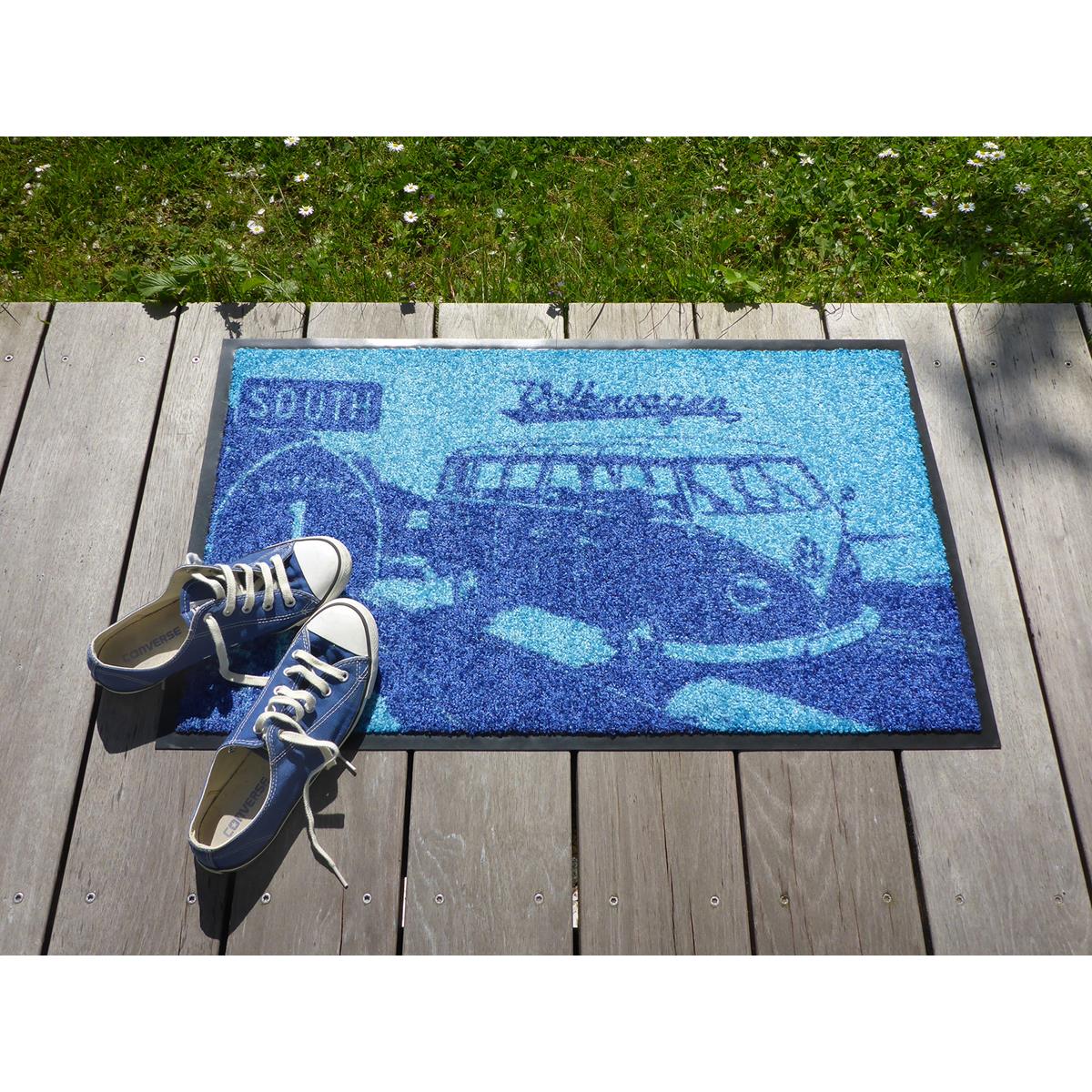 Fußmatte "VW HIGHWAY 1" - 70 x 50cm - 100% Nylon, waschbar, PVC Rücken - MADE IN EU