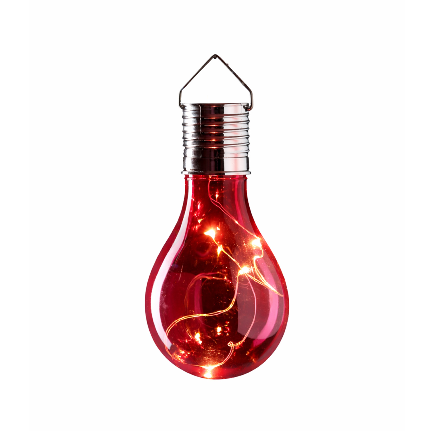 LED Solar Glühbirnen GLOW - warmweiße LED Drahtlichterkette - H: 14cm - Lichtsensor - buntes 4er Set