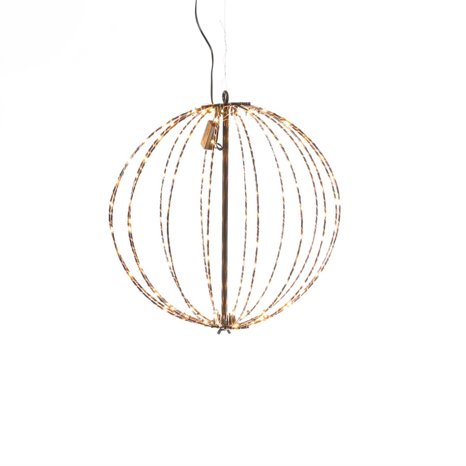 B-Ware LED Drahtkugel - Leuchtkugel - D: 36cm - 192 warmweiße LED - faltbar - für Innen und Außen - schwarz