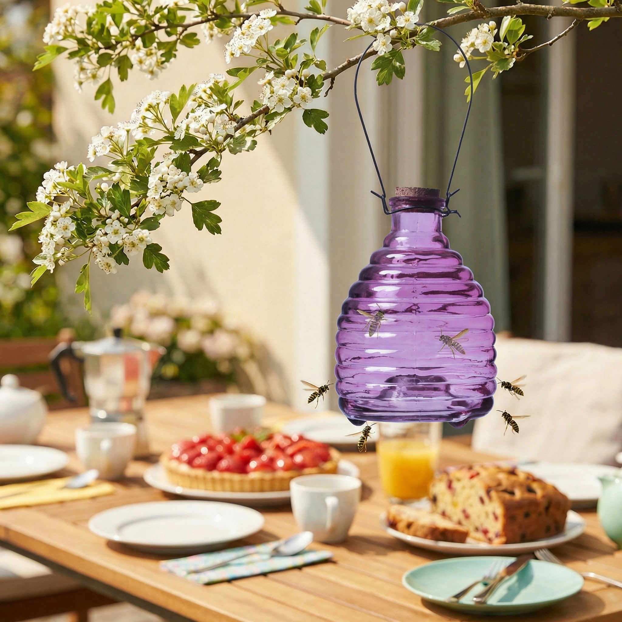 Wespenfänger HONIGTOPF - Wespenfalle - geriffeltes Glas - D: 13cm - H: 17cm