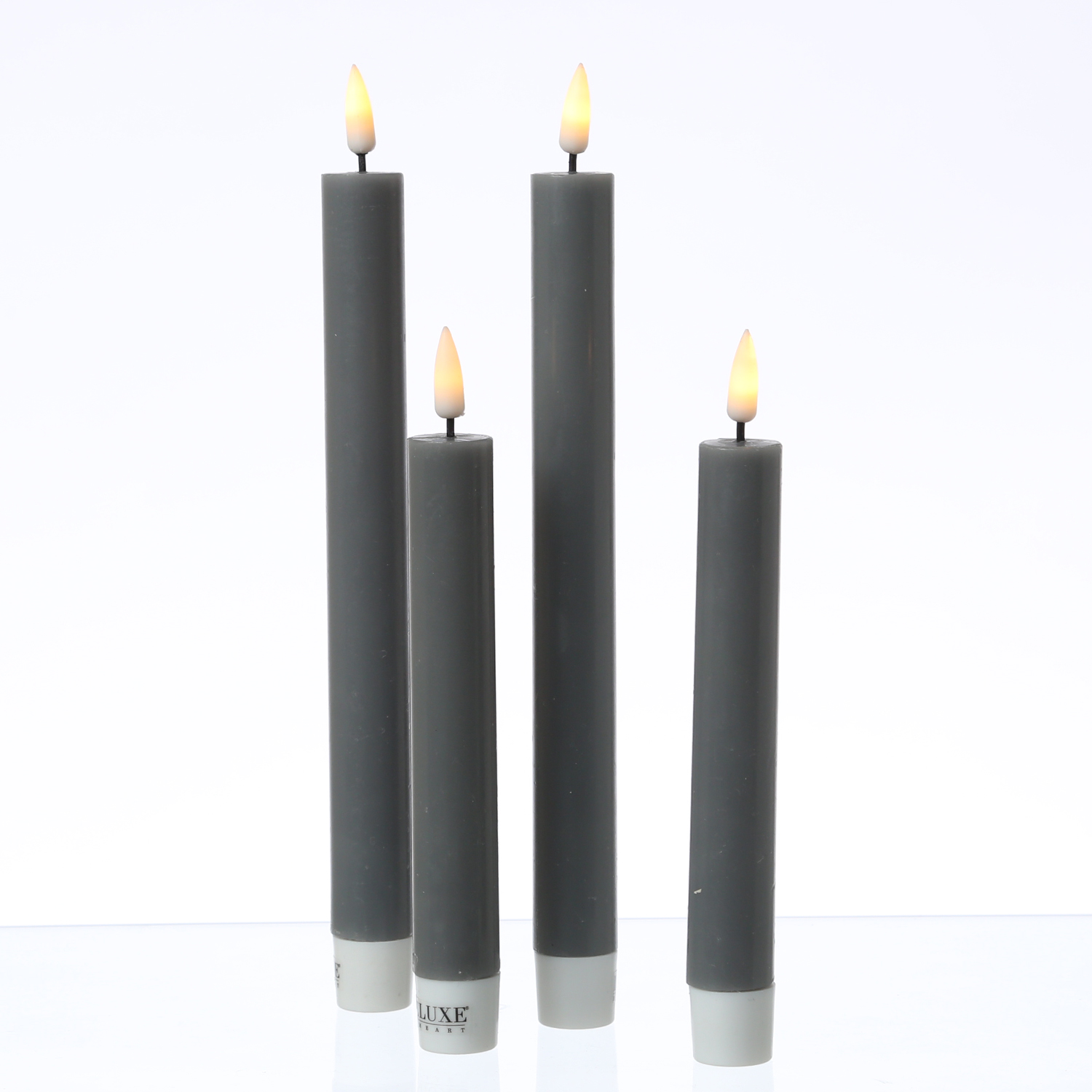 LED Stabkerzen MIA - Echtwachs - realistische 3D Flamme - H: 15cm - Batteriebetrieb - grau - 2 Stk LED Stabkerzen MIA - Echtwachs - realistische 3D Flamme - H: 15cm - Batteriebetrieb - grau - 2 Stk