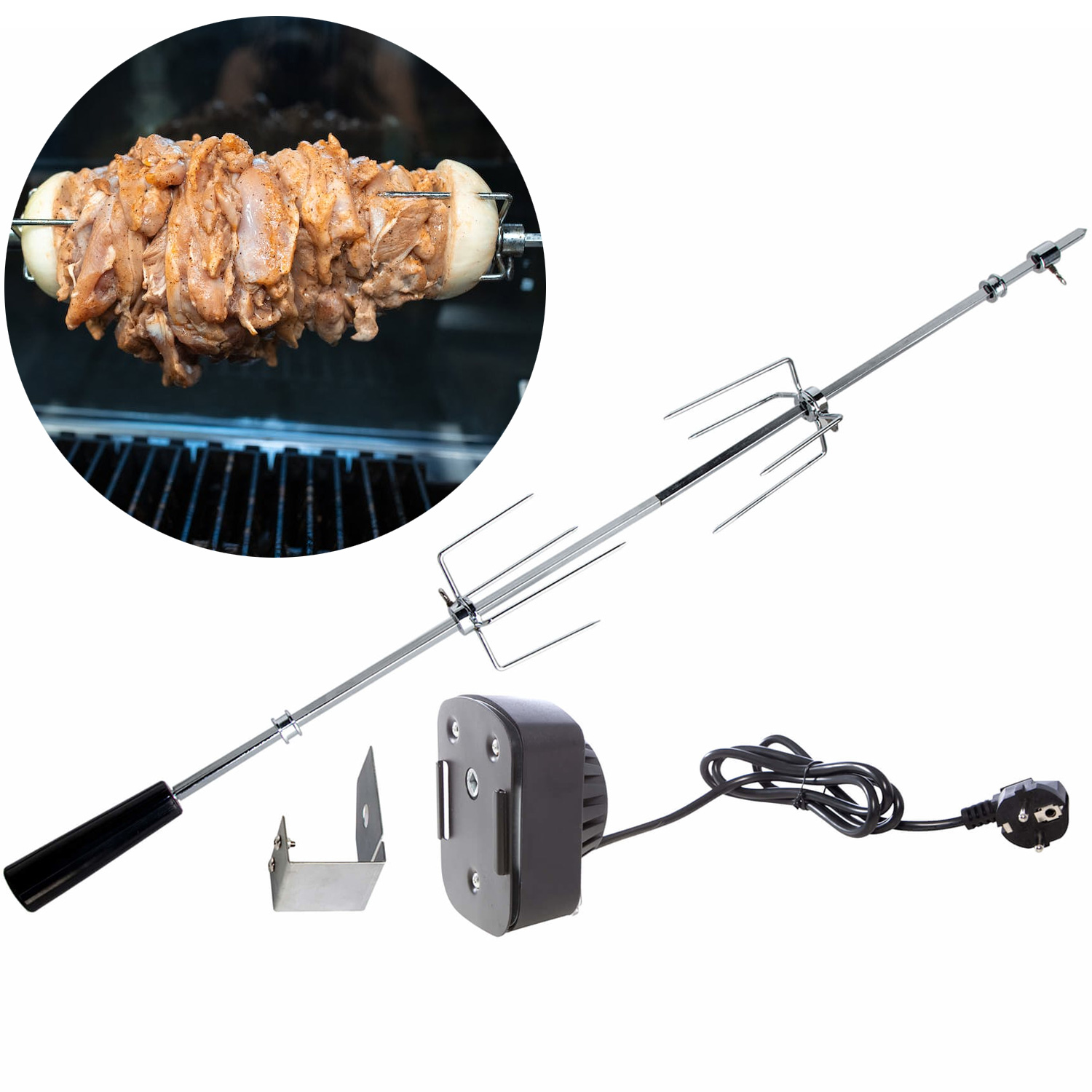 CHEF Paket S1 silber 2 Brenner Backburner Seitenkocher GRATISCover- Grillplatte- Spieß