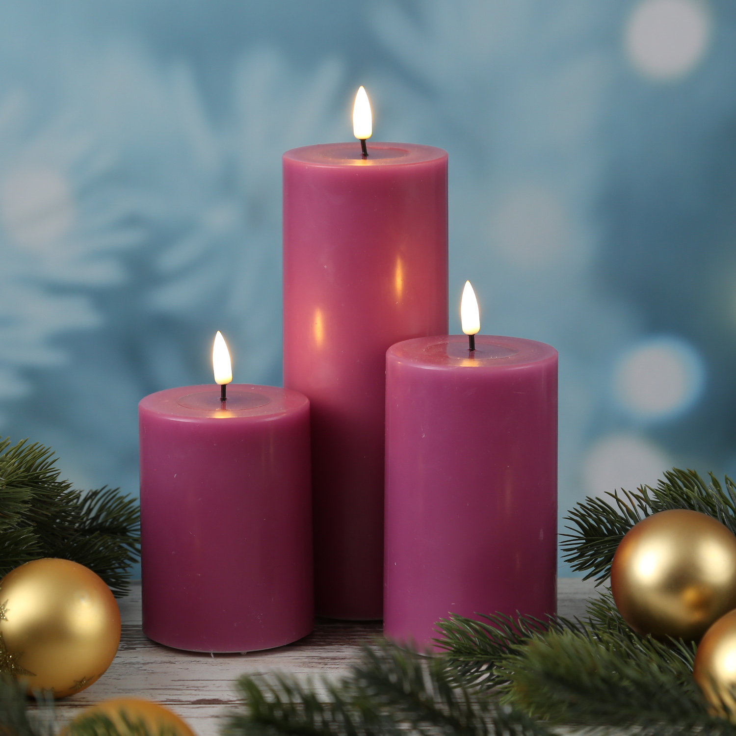 LED Stumpenkerze MIA - Echtwachs - realistische 3D Flamme - H: 20cm - D: 7,5cm - malve LED Stumpenkerze MIA - Echtwachs - realistische 3D Flamme - H: 20cm - D: 7,5cm - malve