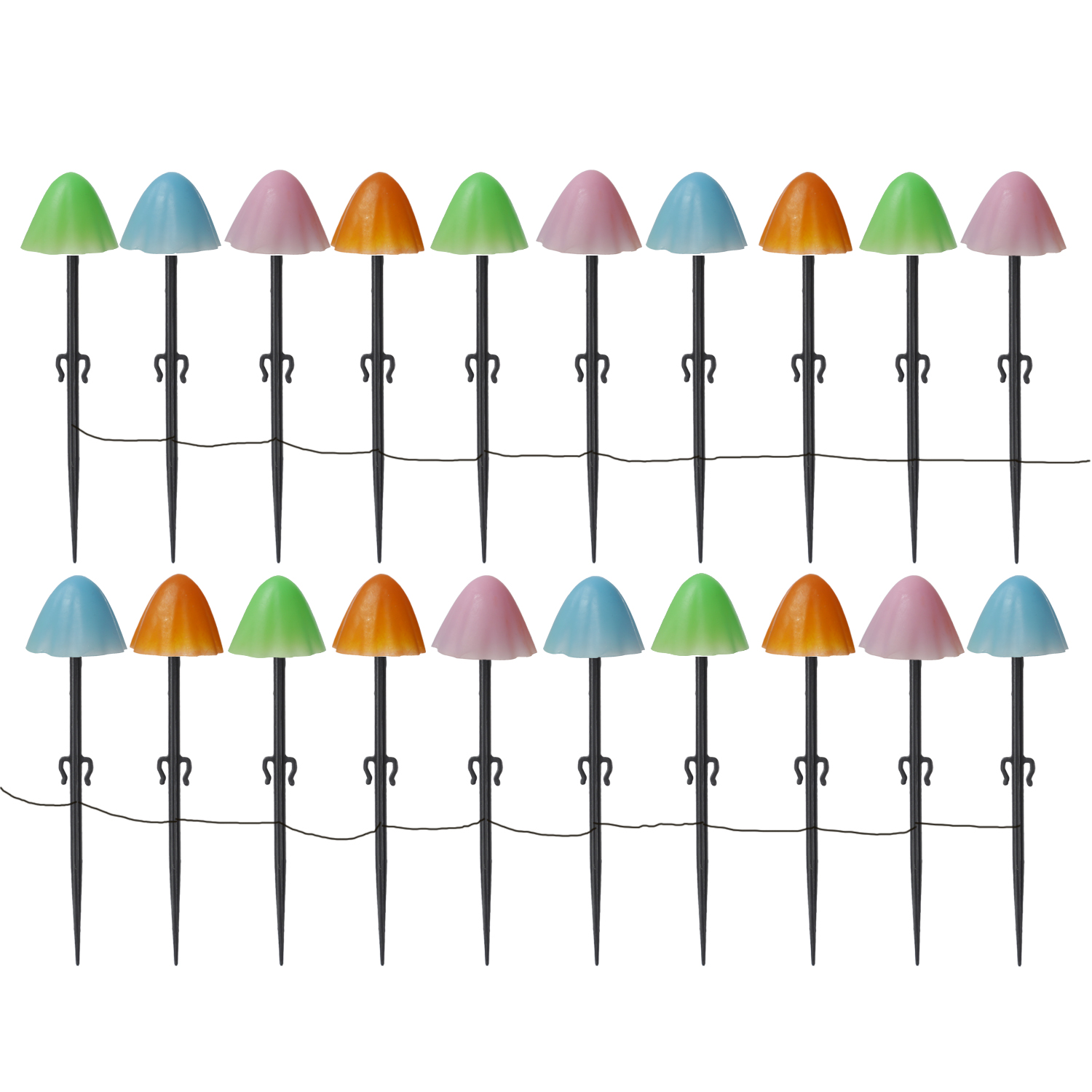 LED Lichterkette Mini Pilze - 20 Gartenstecker mit Erdspießen - 8 Funkt. - Timer - L: 3,8m - bunt LED Lichterkette Mini Pilze - 20 Gartenstecker mit Erdspießen - 8 Funkt. - Timer - L: 3,8m - bunt