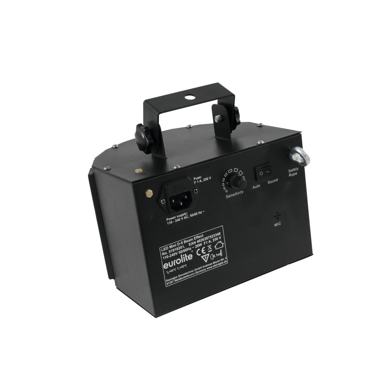 LED Strahleneffekt - kompakt und "party-ready" - 5 Farben, musikgesteuerte Beamshow LED Strahleneffekt - kompakt und "party-ready" - 5 Farben, musikgesteuerte Beamshow