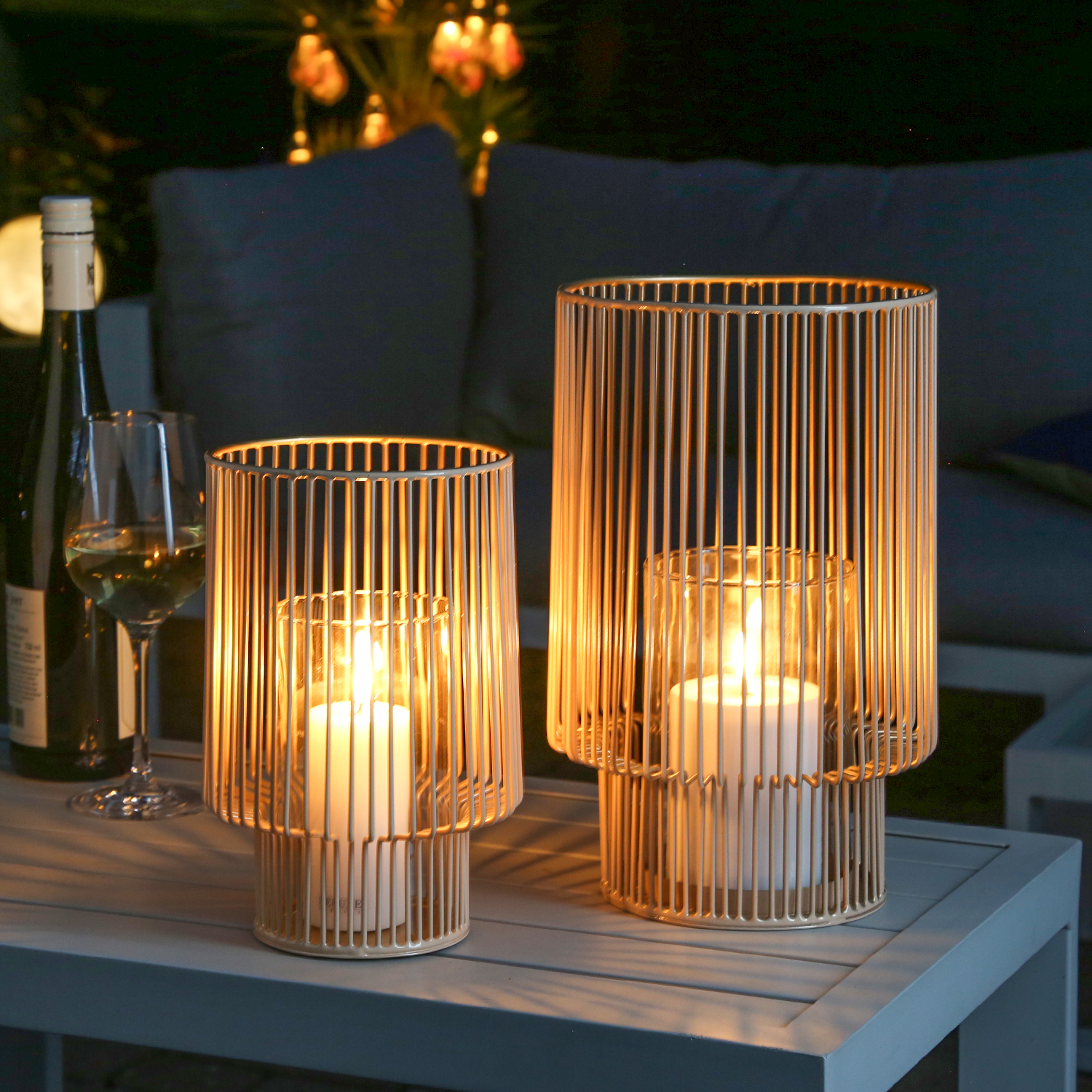 Windlicht mit Glaseinsatz - Laterne - Metall - H: 22cm - terracotta/gold Windlicht mit Glaseinsatz - Laterne - Metall - H: 22cm - terracotta/gold