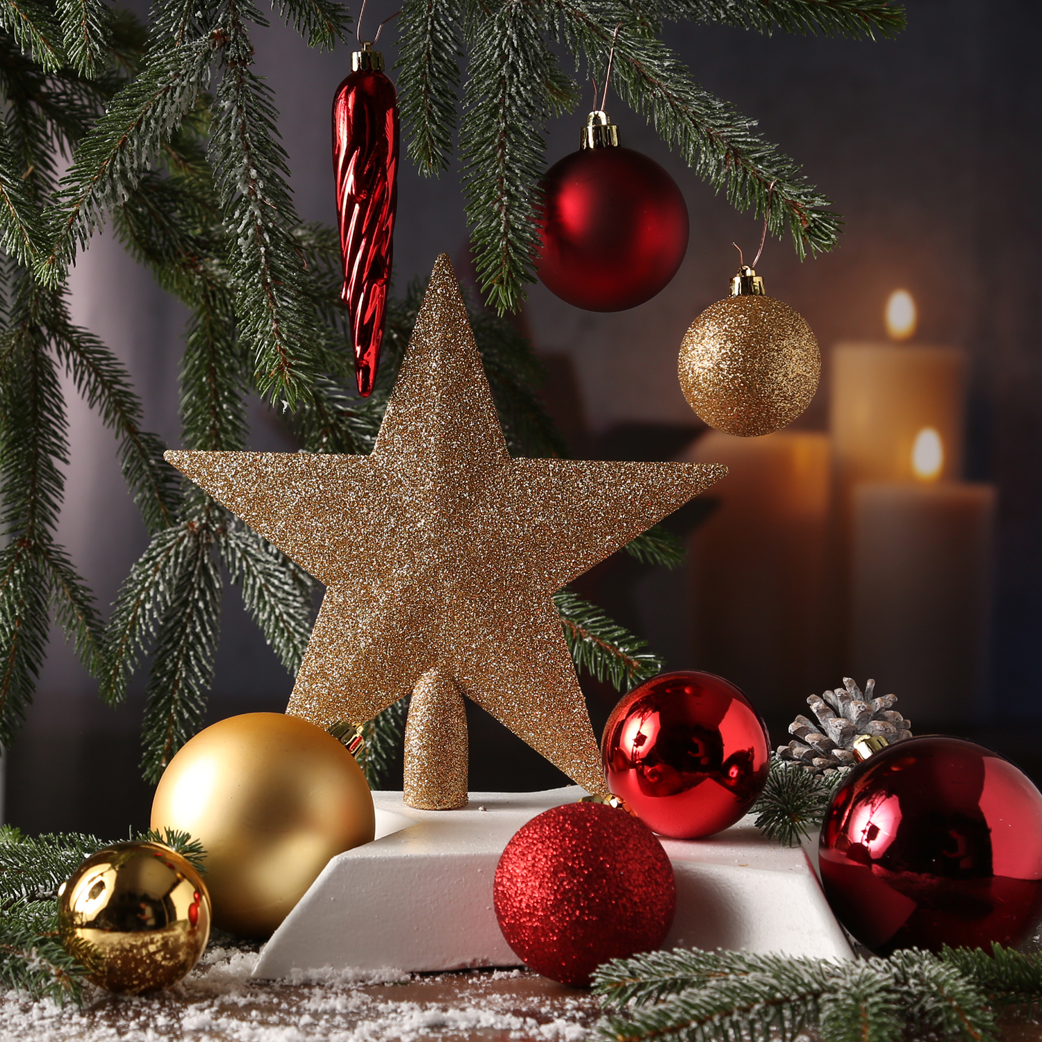 Christbaumkugel - Weihnachtsbaumkugel - bruchfest - glänzend matt glitzernd - gold, rot - 33er Set Christbaumkugel - Weihnachtsbaumkugel - bruchfest - glänzend matt glitzernd - gold, rot - 33er Set