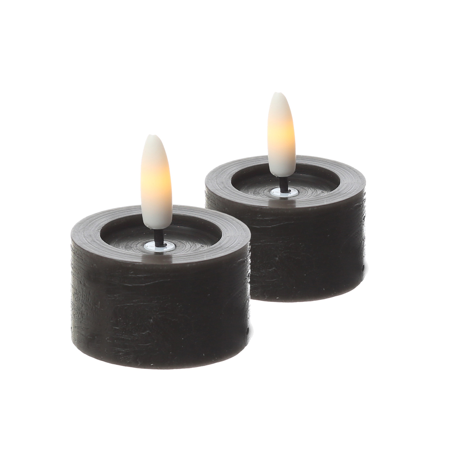 LED Teelichter LINA - Rustik-Optik - Echtwachs - Timer - mit Batterien - D: 4,5cm H: 5cm - 2St.