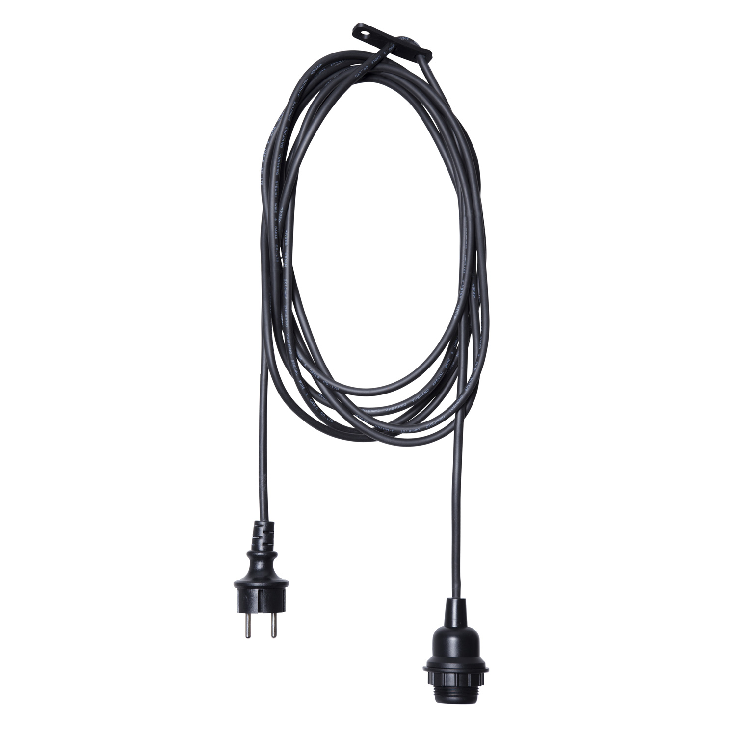 Kabel mit E27 Lampenfassung -  für Lampenschirme/Hängeleuchten - für Innen/Außen - 5m - schwarz Kabel mit E27 Lampenfassung -  für Lampenschirme/Hängeleuchten - für Innen/Außen - 5m - schwarz