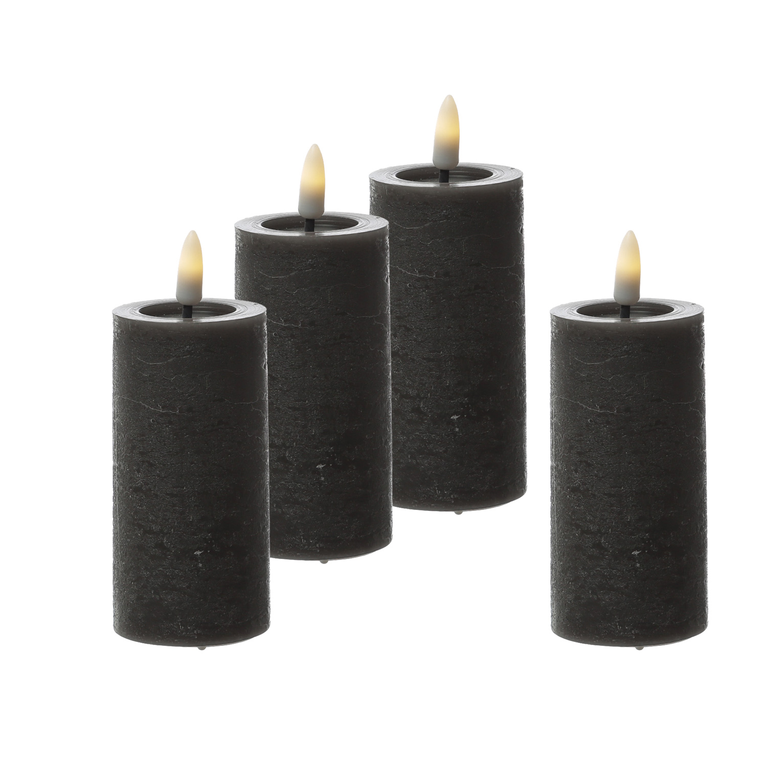 LED Kerzenset LINA - Rustik-Optik - Echtwachs - H: 12,5cm - D: 5cm - Timer - grau - 4er Set LED Kerzenset LINA - Rustik-Optik - Echtwachs - H: 12,5cm - D: 5cm - Timer - grau - 4er Set