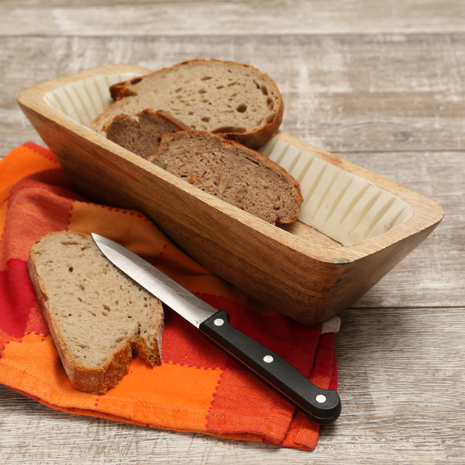 Dekoschale - rechteckig - Mangoholz - L: 30cm - H: 8cm - natur, weiß Dekoschale - rechteckig - Mangoholz - L: 30cm - H: 8cm - natur, weiß