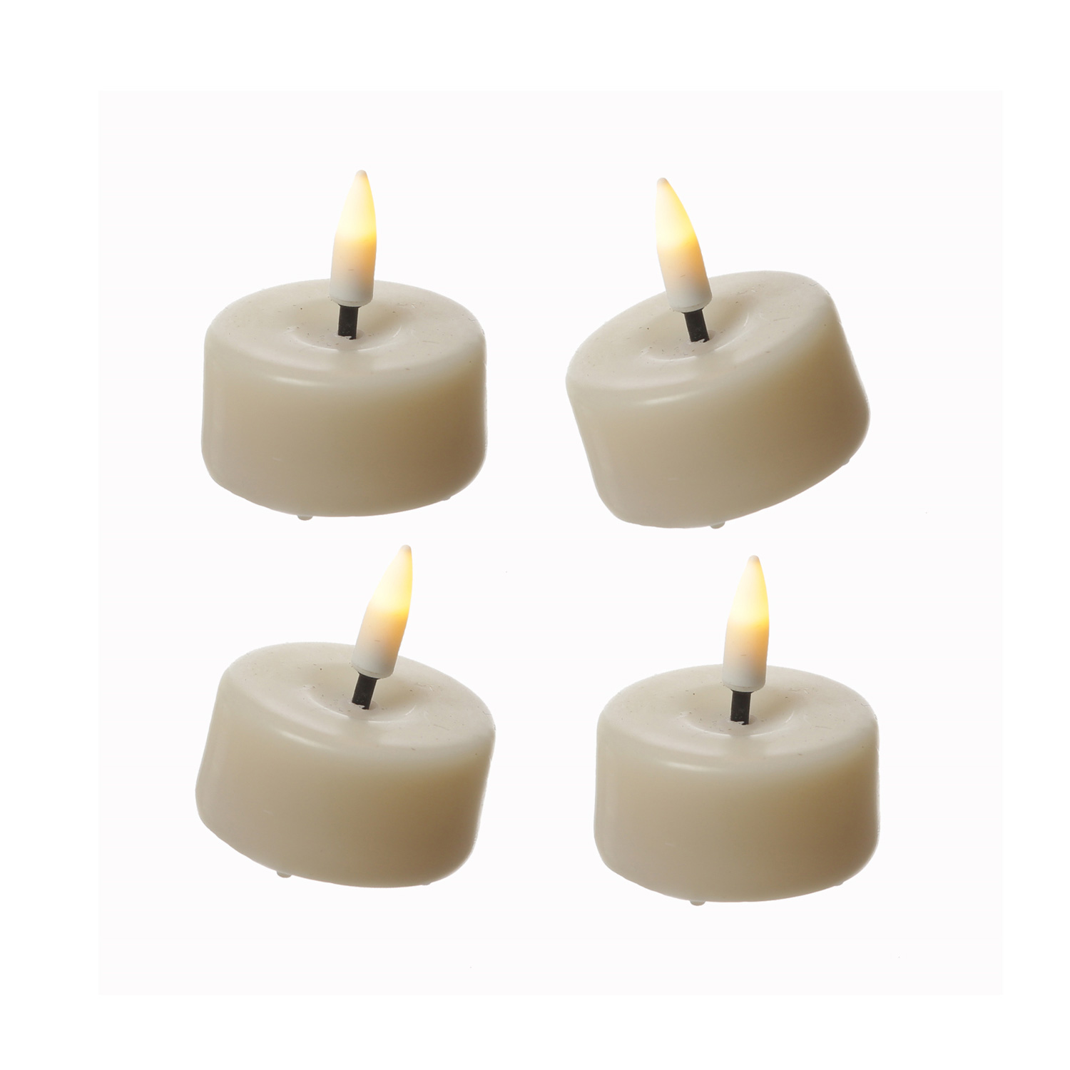 LED Mini Teelichter MIA - realistische 3D Flamme - D: 3,5cm - inkl. Batterien - creme - 4 Stück