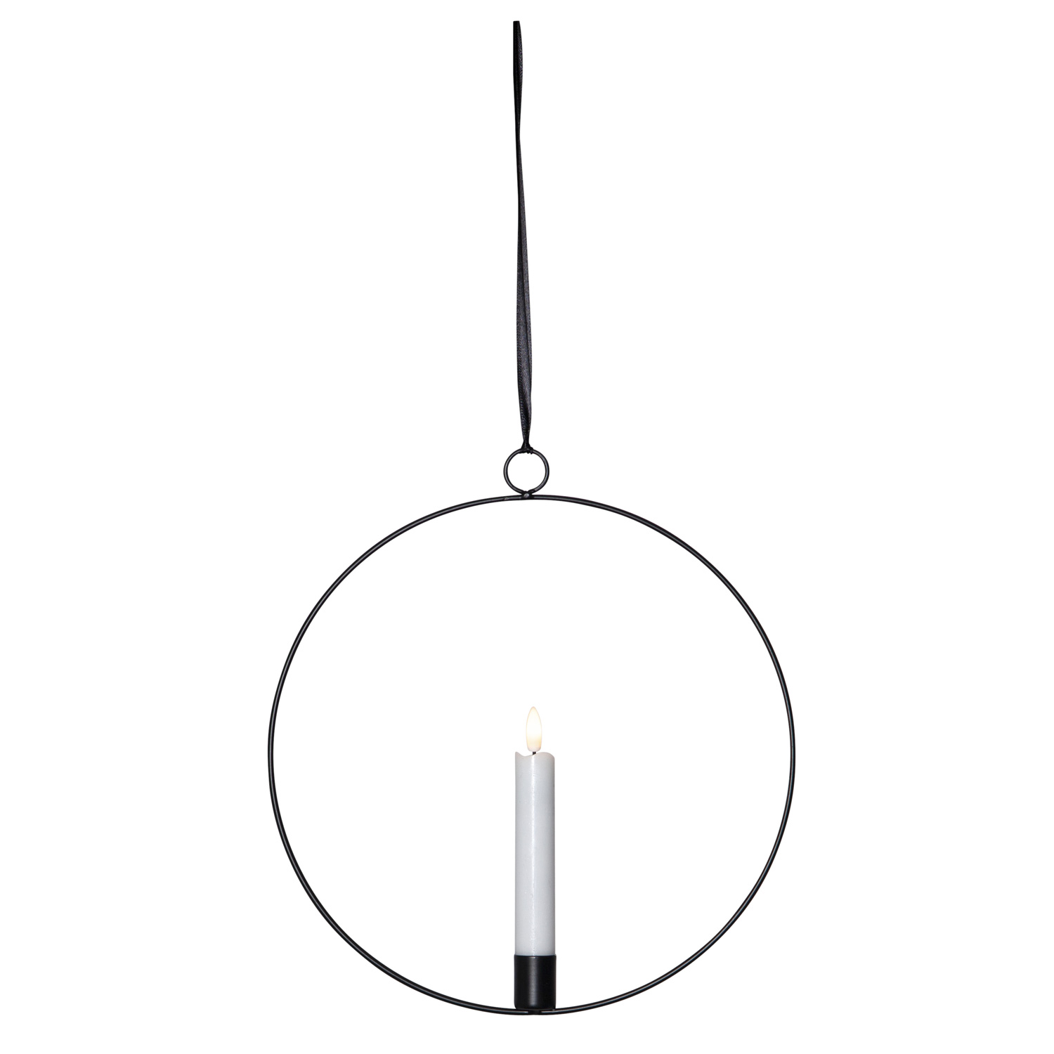 Dekoring mit LED Kerze Flamme - mit Aufhänger - D: 28,5cm - Timer - Batterie - schwarz Dekoring mit LED Kerze Flamme - mit Aufhänger - D: 28,5cm - Timer - Batterie - schwarz