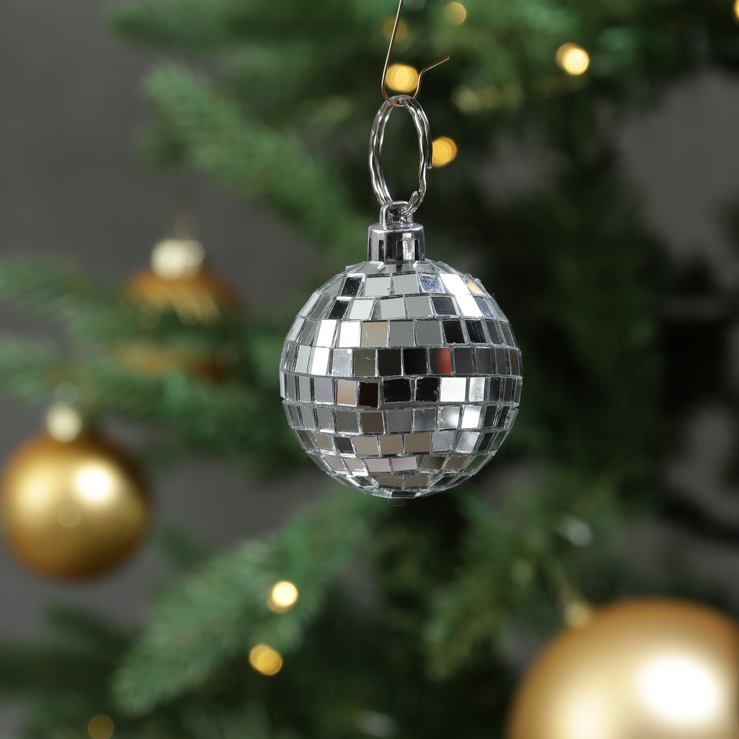 Christbaumschmuck Discokugel - Spiegelkugel - Weihnachtskugel - 5x5mm Spiegel - D: 5cm - silber Christbaumschmuck Discokugel - Spiegelkugel - Weihnachtskugel - 5x5mm Spiegel - D: 5cm - silber