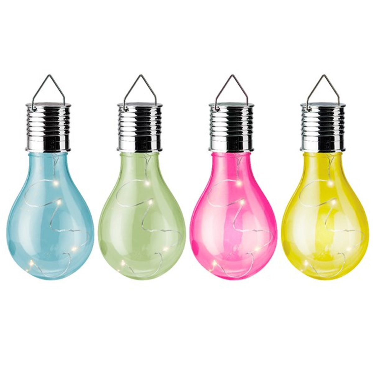 LED Solar Glühbirne GLOW - warmweiße LED Drahtlichterkette - H: 14cm - Lichtsensor - outdoor - blau