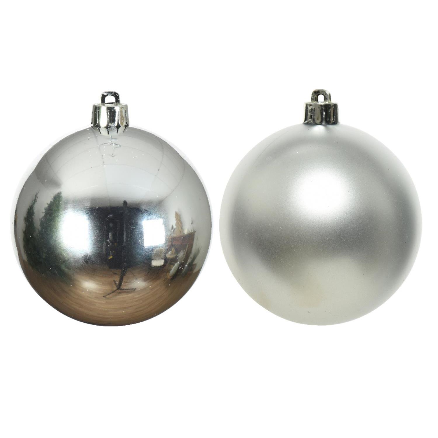 Christbaumkugel - Weihnachtsbaumkugel - Glas - D: 8cm - glänzend und matt - silber - 6er Set