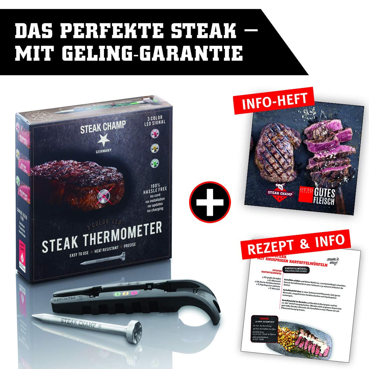 STEAK CHAMP Thermometer - LED Anzeige - Garen auf den Punkt!