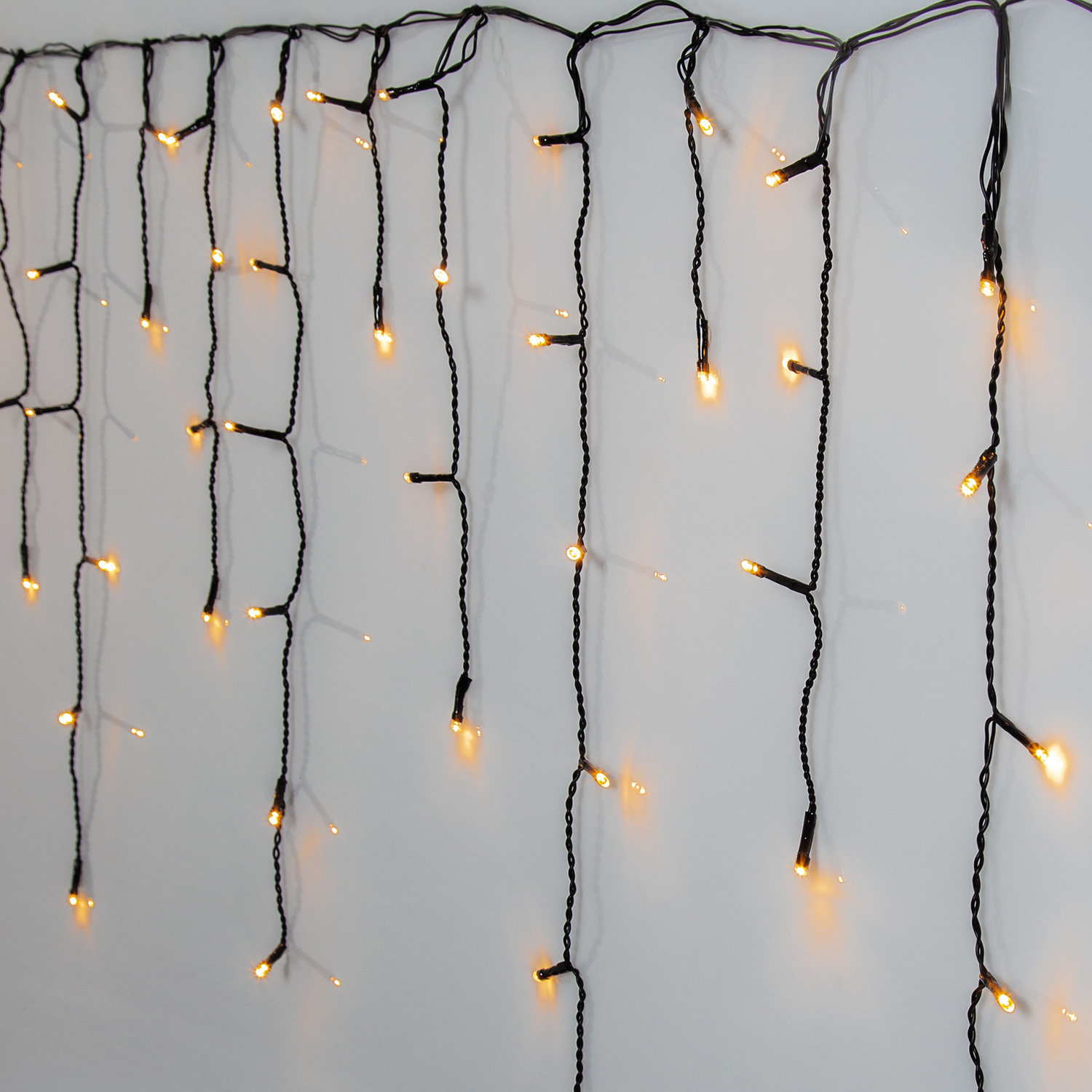 LED Lichtvorhang - Serie LED - outdoor - 480 ultra warmweiße LED - L: 11,9m, H: 55cm - schwarzes Kabel