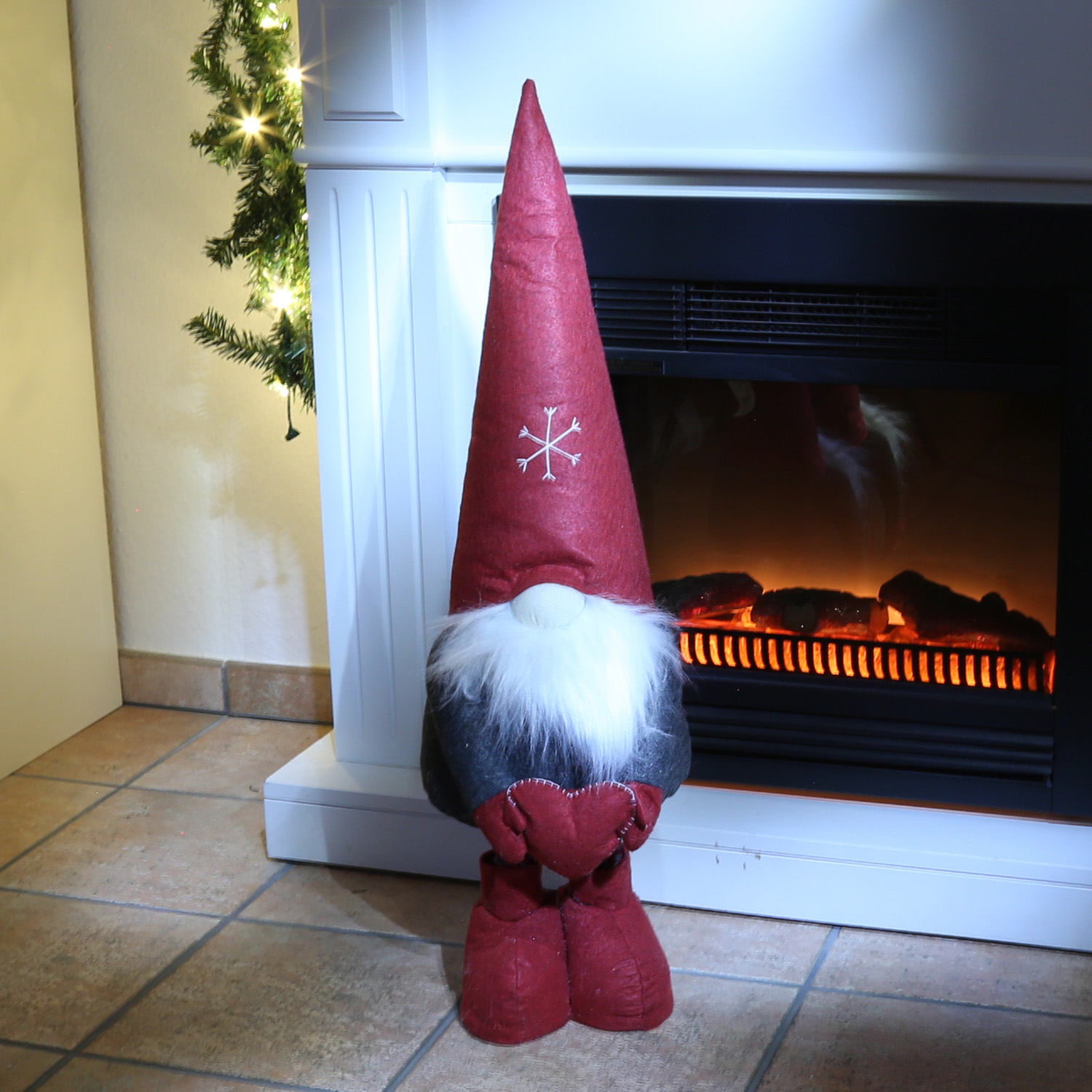 Wichtel ALFRED - Mann mit Herz - Dekofigur - Teleskopbeine - H: 1,30m - rot, grau Wichtel ALFRED - Mann mit Herz - Dekofigur - Teleskopbeine - H: 1,30m - rot, grau