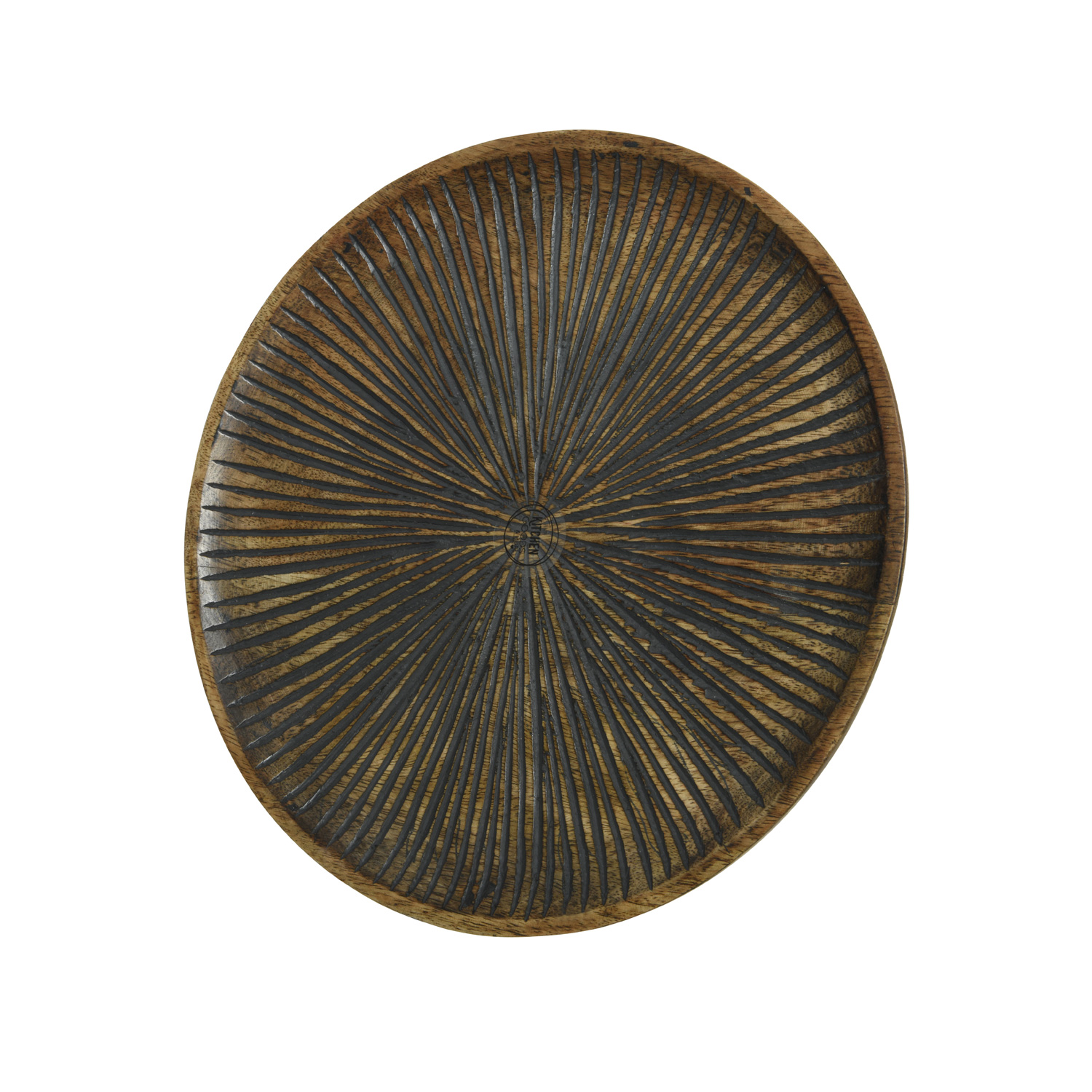 Holzteller - Dekotablett - rund - Mangoholz - D: 29cm - H: 2cm - natur, schwarz Holzteller - Dekotablett - rund - Mangoholz - D: 29cm - H: 2cm - natur, schwarz