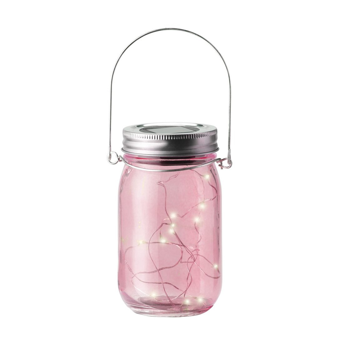 LED Solarglas - LED Drahtlichterkette - Lichtsensor - Aufhänger - H:14cm - D: 8cm - rosa LED Solarglas - LED Drahtlichterkette - Lichtsensor - Aufhänger - H:14cm - D: 8cm - rosa