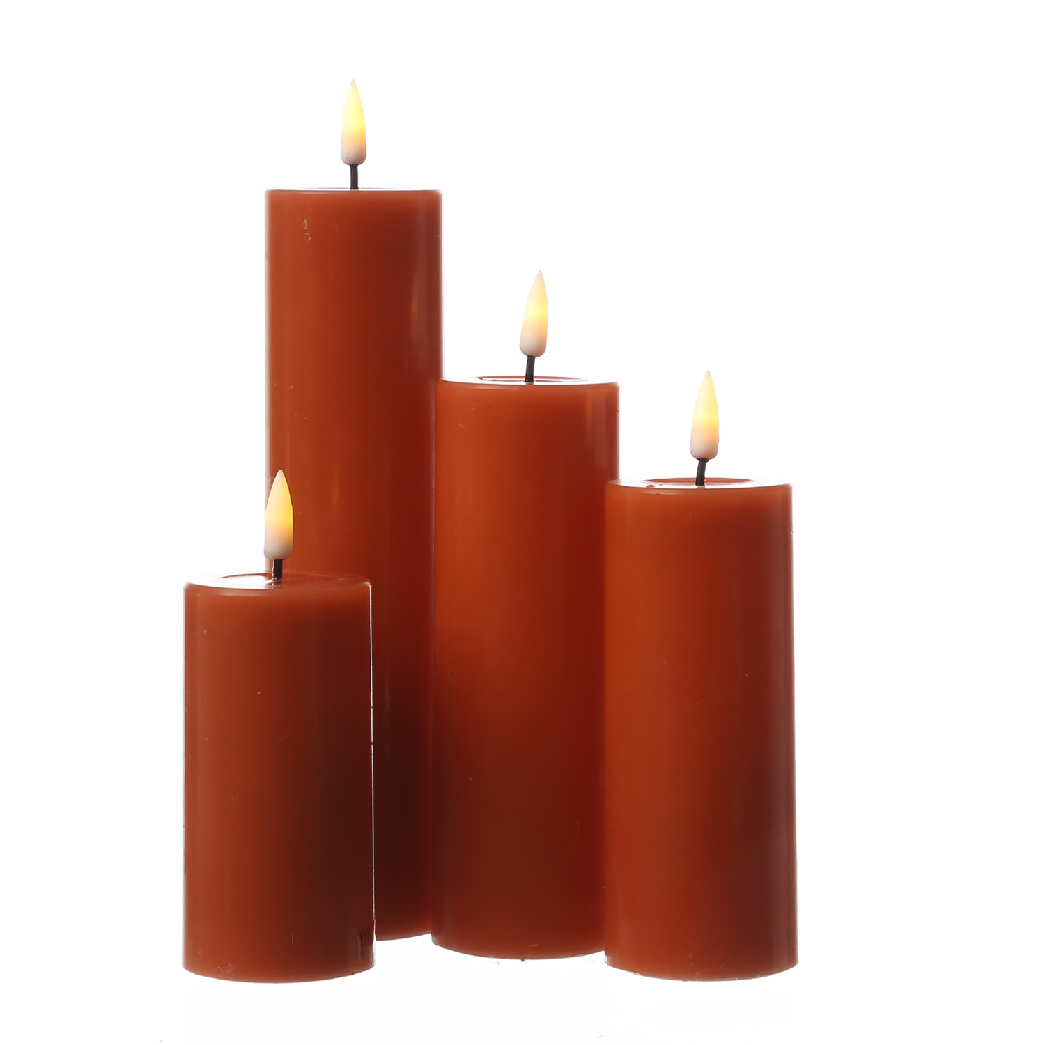 LED Stumpenkerze MIA - Echtwachs - realistische 3D Flamme - H: 20cm - D: 5cm - orange LED Stumpenkerze MIA - Echtwachs - realistische 3D Flamme - H: 20cm - D: 5cm - orange