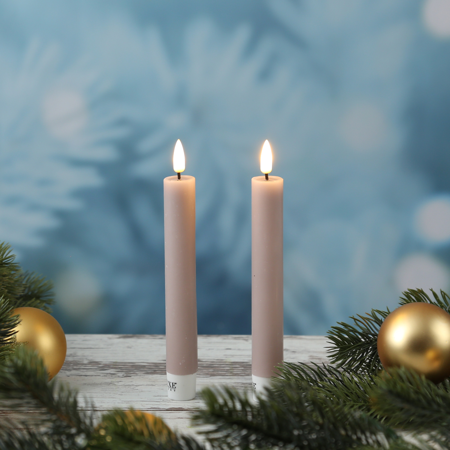 LED Stabkerzen MIA - Echtwachs - realistische 3D Flamme - H: 15cm - altrosa - 2 Stk LED Stabkerzen MIA - Echtwachs - realistische 3D Flamme - H: 15cm - altrosa - 2 Stk