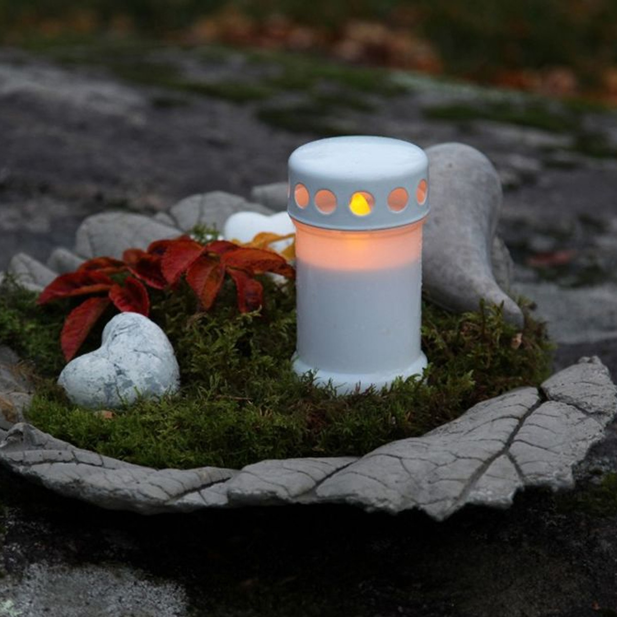 LED Kerze - Grabkerze - Grablicht - H: 11,5cm/D: 6cm - Sensor - für Außen - bis 500h