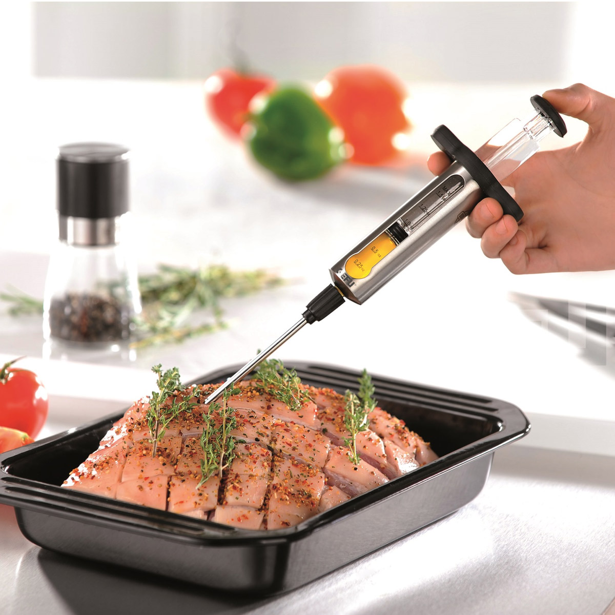 Marinaden Spritze - Edelstahl - 40ml Füllmenge - inkl. 2 Nadeln Marinaden Spritze - Edelstahl - 40ml Füllmenge - inkl. 2 Nadeln