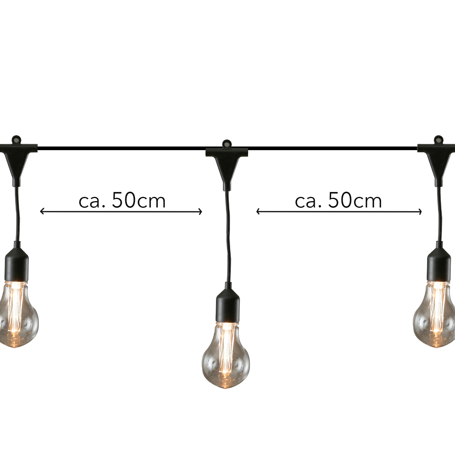 LED Lichterkette GLOW - 20 transparente Glühbirnen - L: 9,5m - koppelbar bis 100 Lichter - für Außen