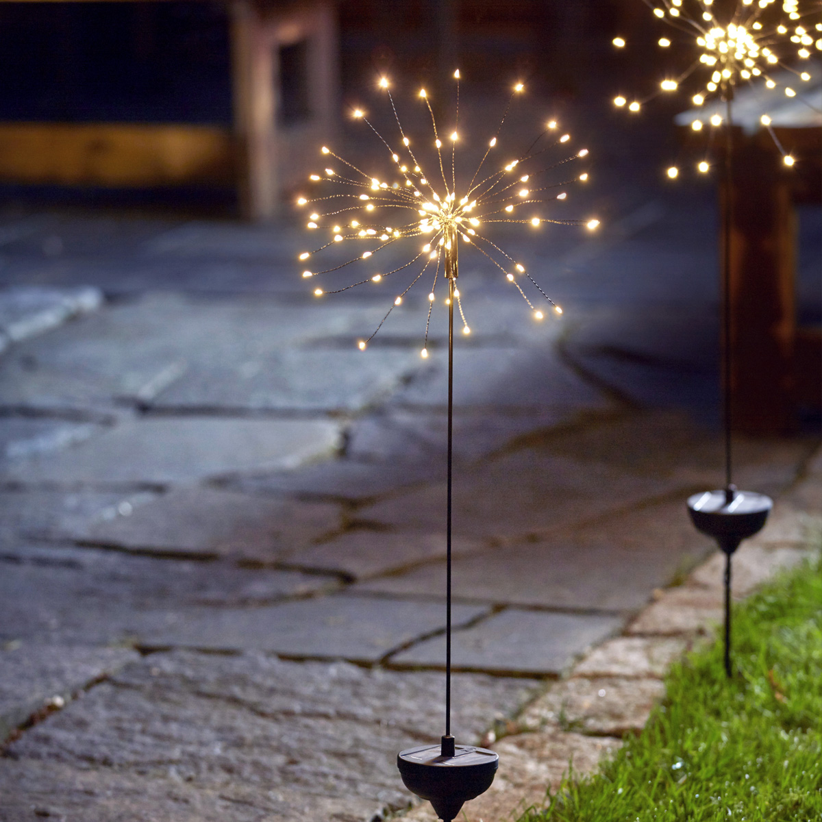 LED Solarstab "Firework" Gartendeko - 90 warmweiße LED - H: 100cm - Dämmerungssensor