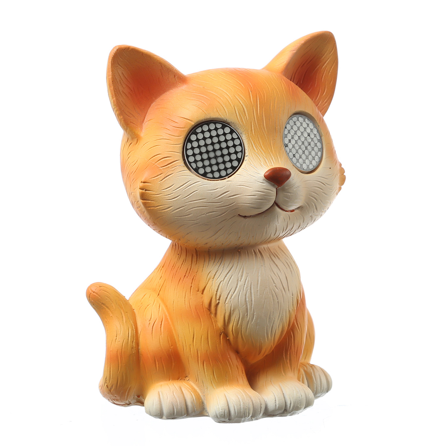 LED Solar Katze mit blizelnden und rollenden Augen - Gartenfigur - H: 22,5cm - Lichtsensor