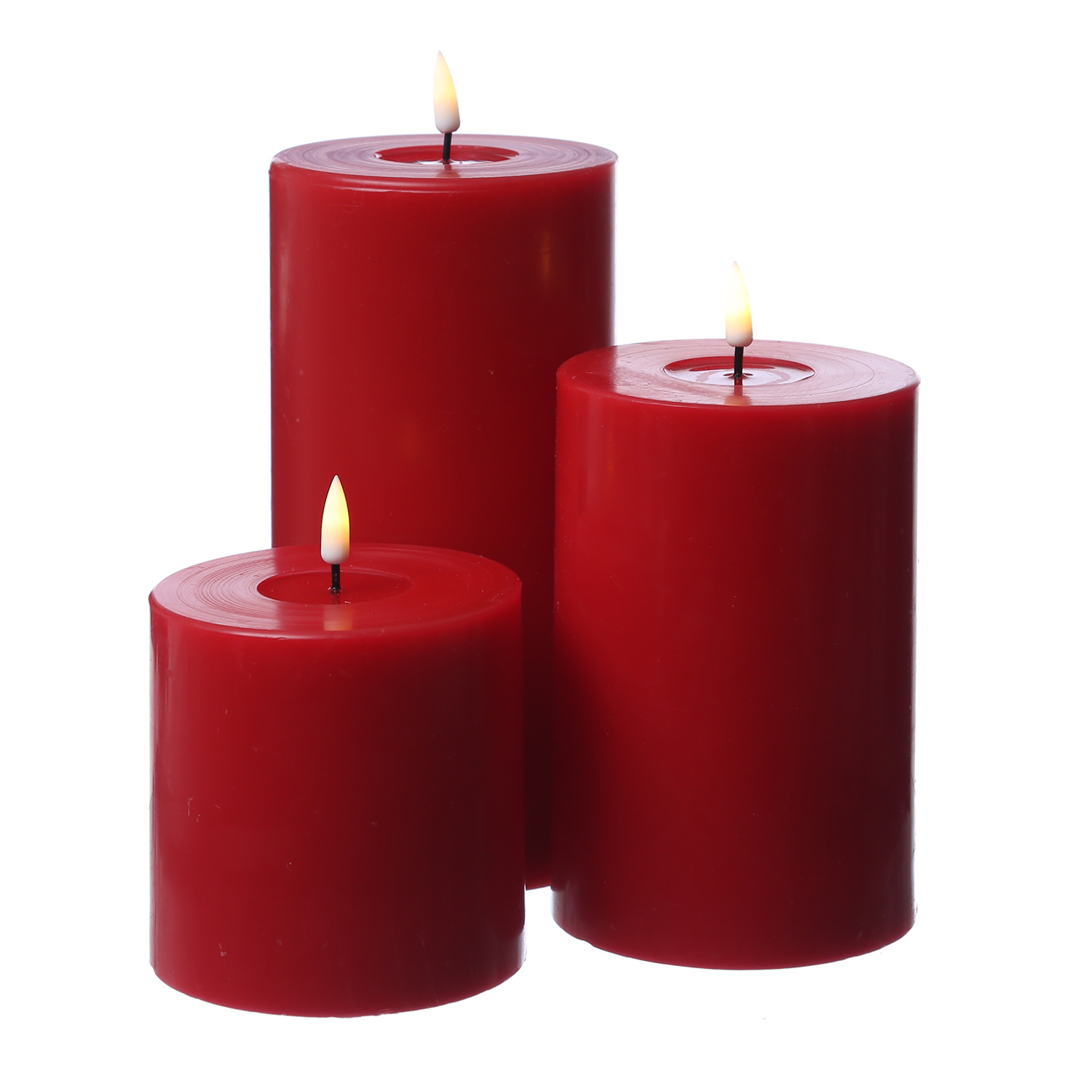 LED Stumpenkerze MIA - Echtwachs - realistische 3D Flamme - H: 15cm - D: 10cm - rot LED Stumpenkerze MIA - Echtwachs - realistische 3D Flamme - H: 15cm - D: 10cm - rot