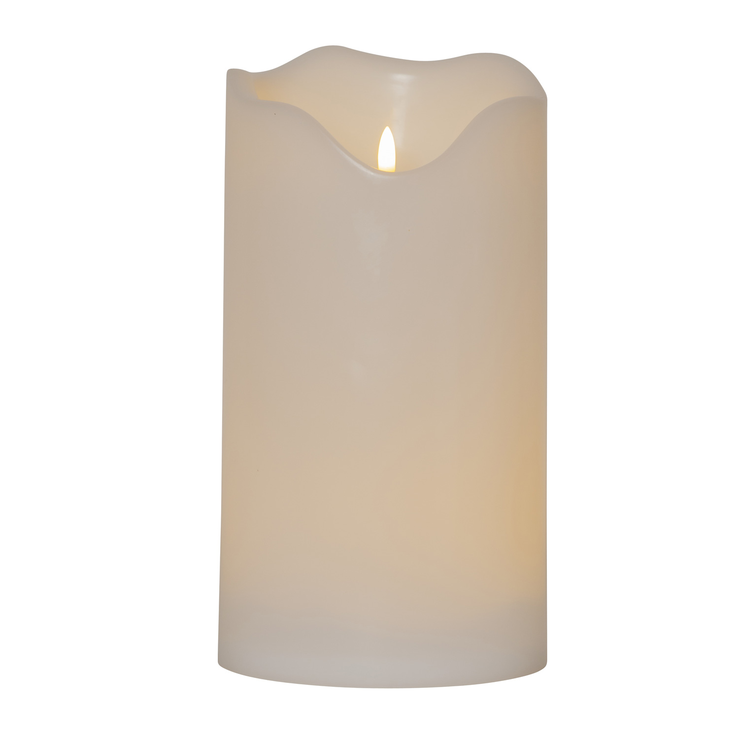 LED Stumpenkerze Flamme - Kunststoff - warmweiße 3D Flamme - H: 30cm - Timer - für Außen - weiß LED Stumpenkerze Flamme - Kunststoff - warmweiße 3D Flamme - H: 30cm - Timer - für Außen - weiß