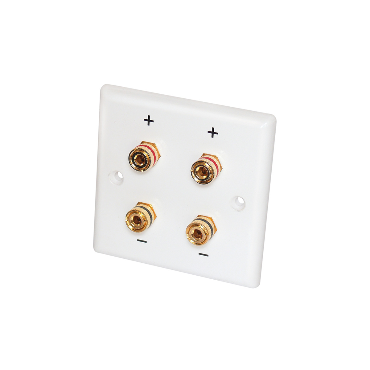 Lautsprecher Anschlussterminal Wand - 4 vergoldete Kontakte - 85x85mm Lautsprecher Anschlussterminal Wand - 4 vergoldete Kontakte - 85x85mm